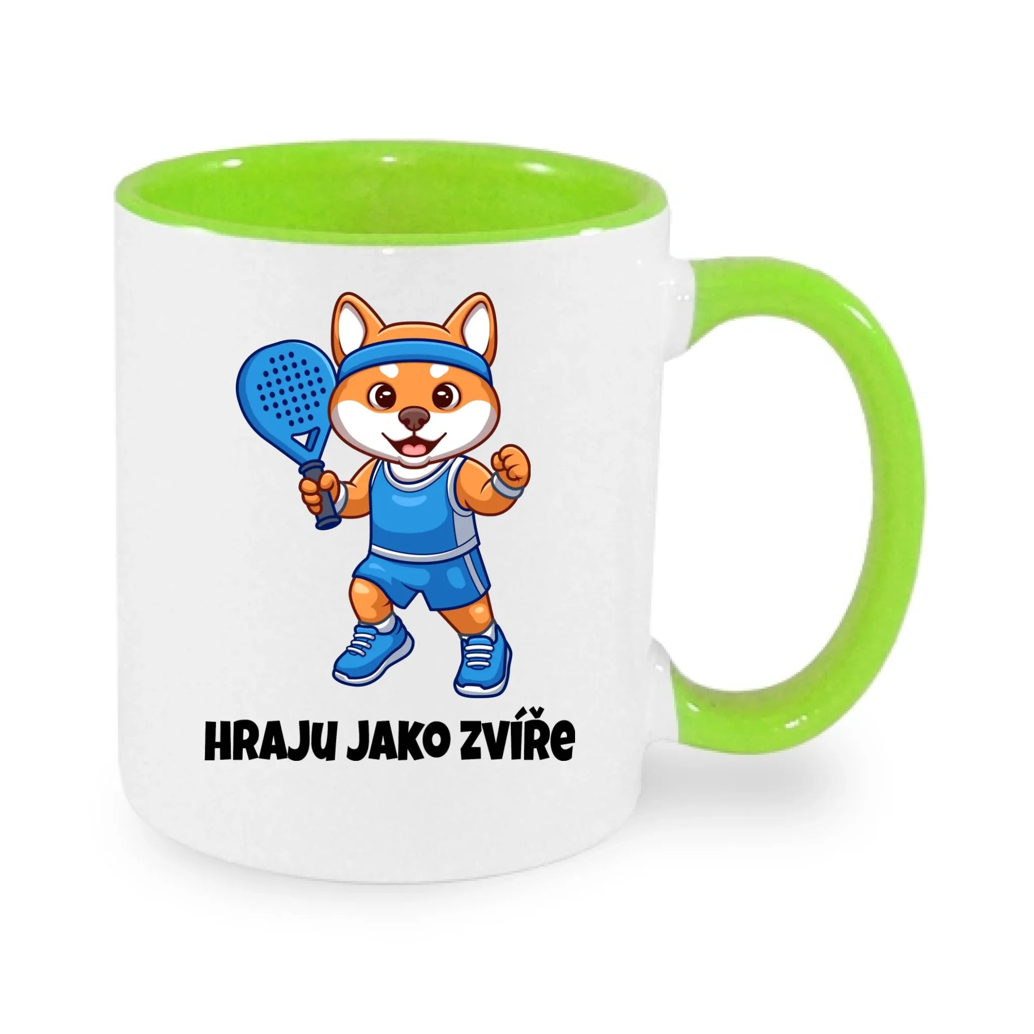 HRAJU JAKO ZVÍŘE (výběr ze 3 motivů) hrníček potisk jen dopředu hrníček Bílá zelená 330 ml