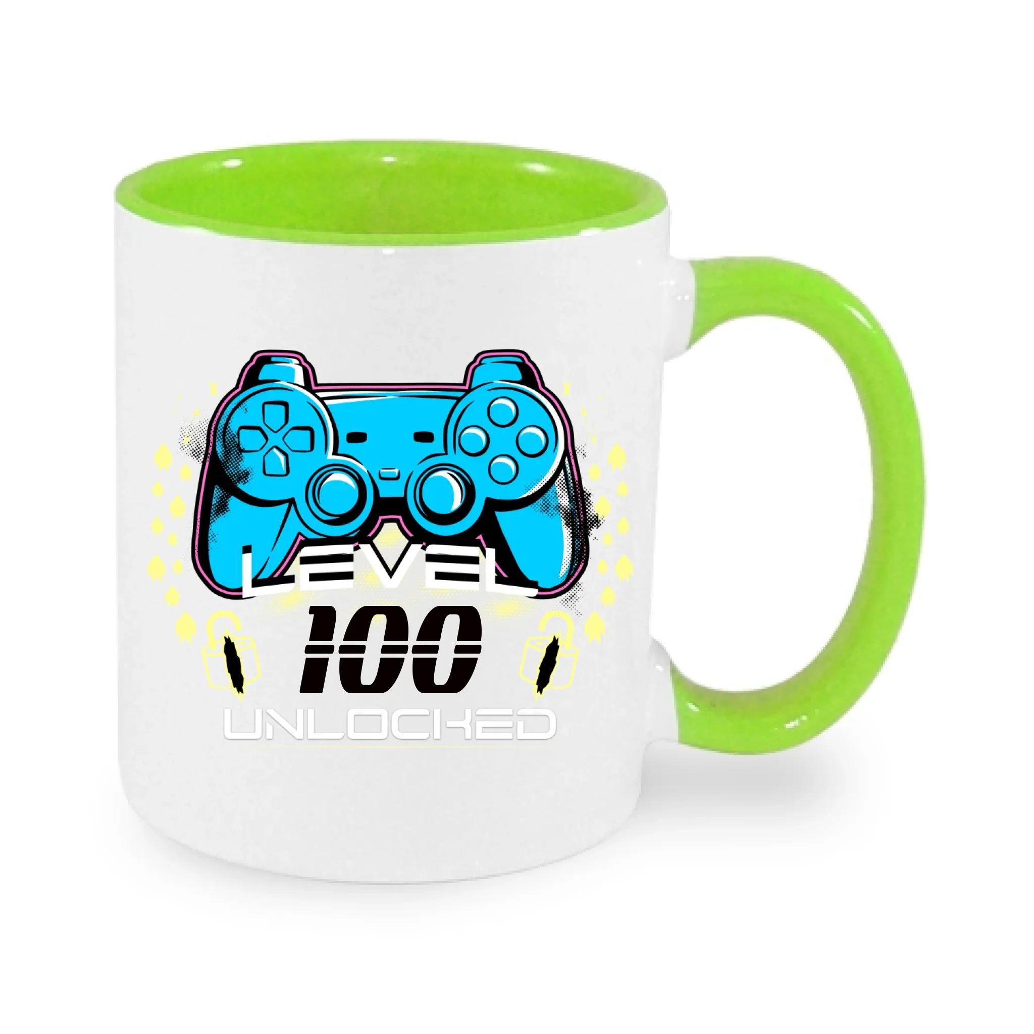 narozeniny LEVEL UNLOCKED hrníček potisk jen dopředu hrníček Bílá zelená 330 ml