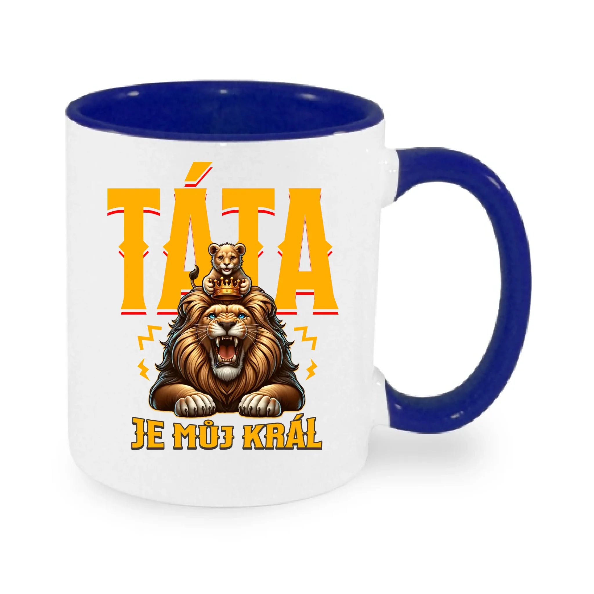 TÁTA JE MŮJ KRÁL hrníček potisk jen dopředu hrníček Bílá modrá 330 ml