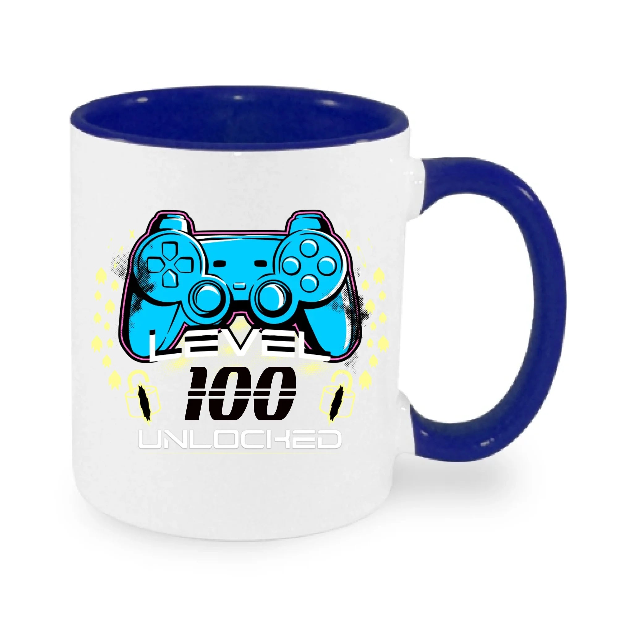 narozeniny LEVEL UNLOCKED hrníček potisk jen dopředu hrníček Bílá modrá 330 ml