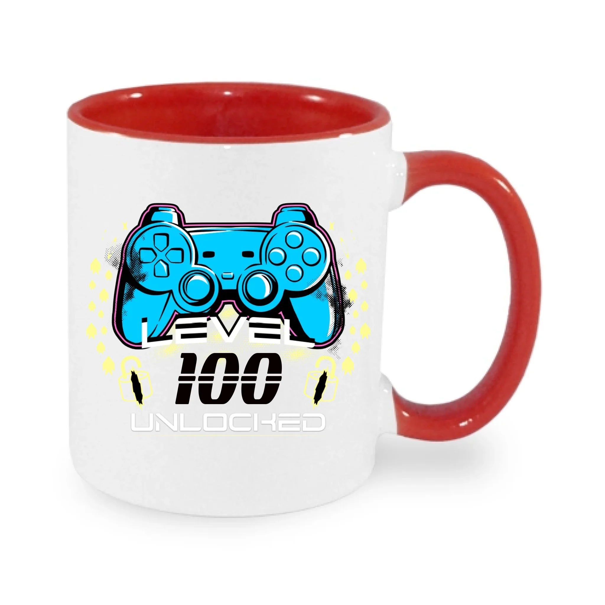 narozeniny LEVEL UNLOCKED hrníček potisk jen dopředu hrníček Bílá červená 330 ml