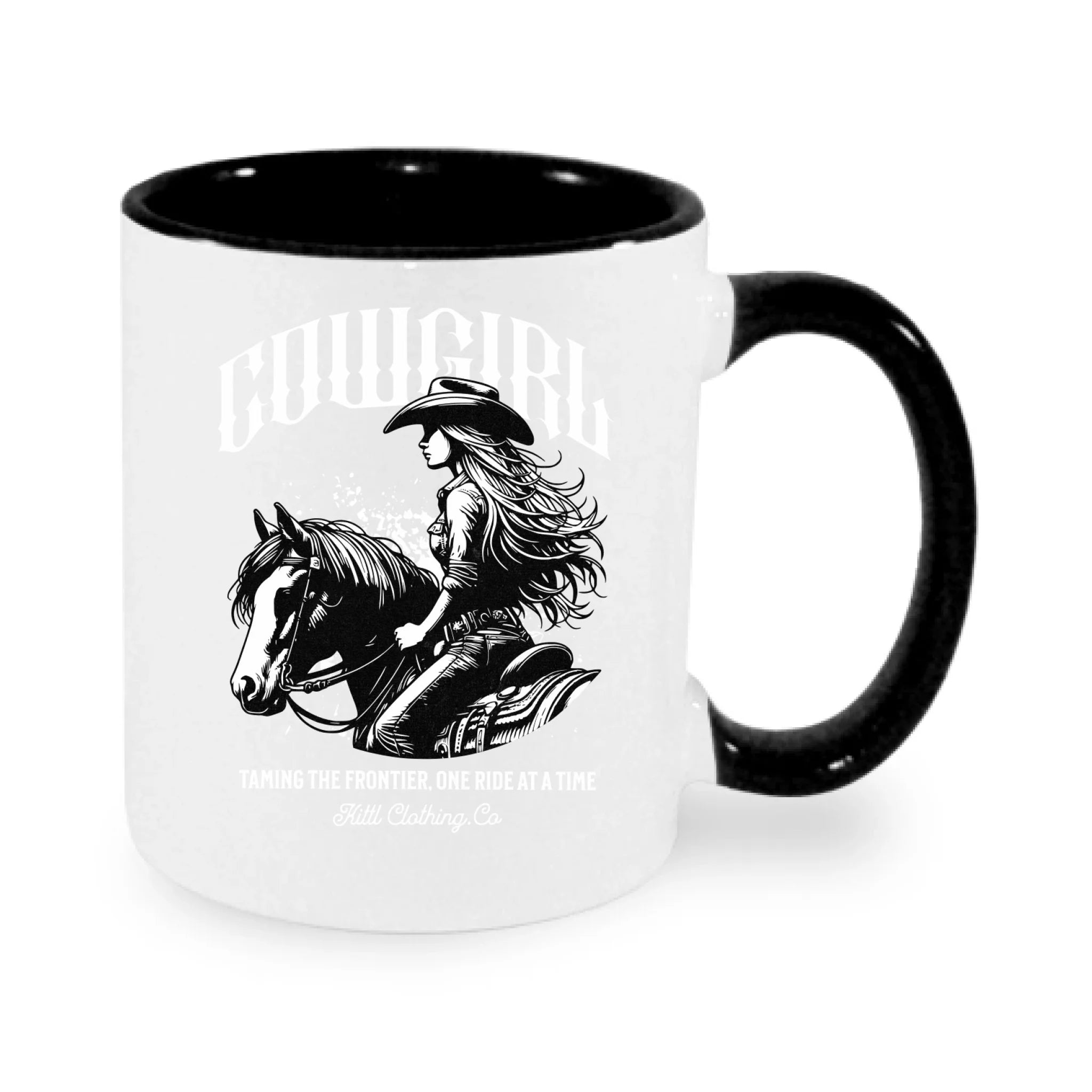 HRNÍČEK s motivem COWGIRL (5+ motivů) potisk jen dopředu hrníček Bílá černá 330 ml