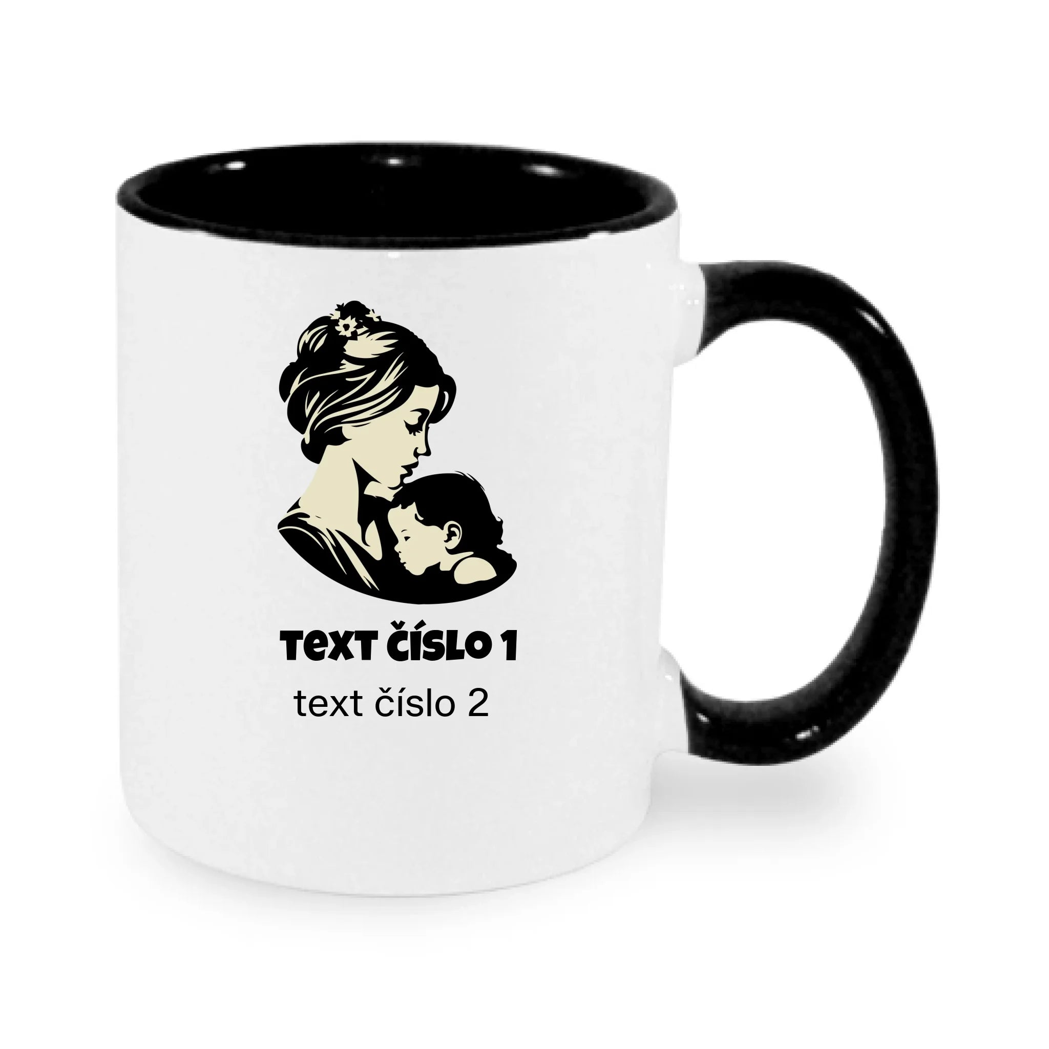 NEJ MÁMA VÝBĚR OBRÁZKU (10+motivů) a MOŽNOST DOPLNIT VLASTNÍ TEXTY hrníček potisk jen dopředu hrníček Bílá černá 330 ml