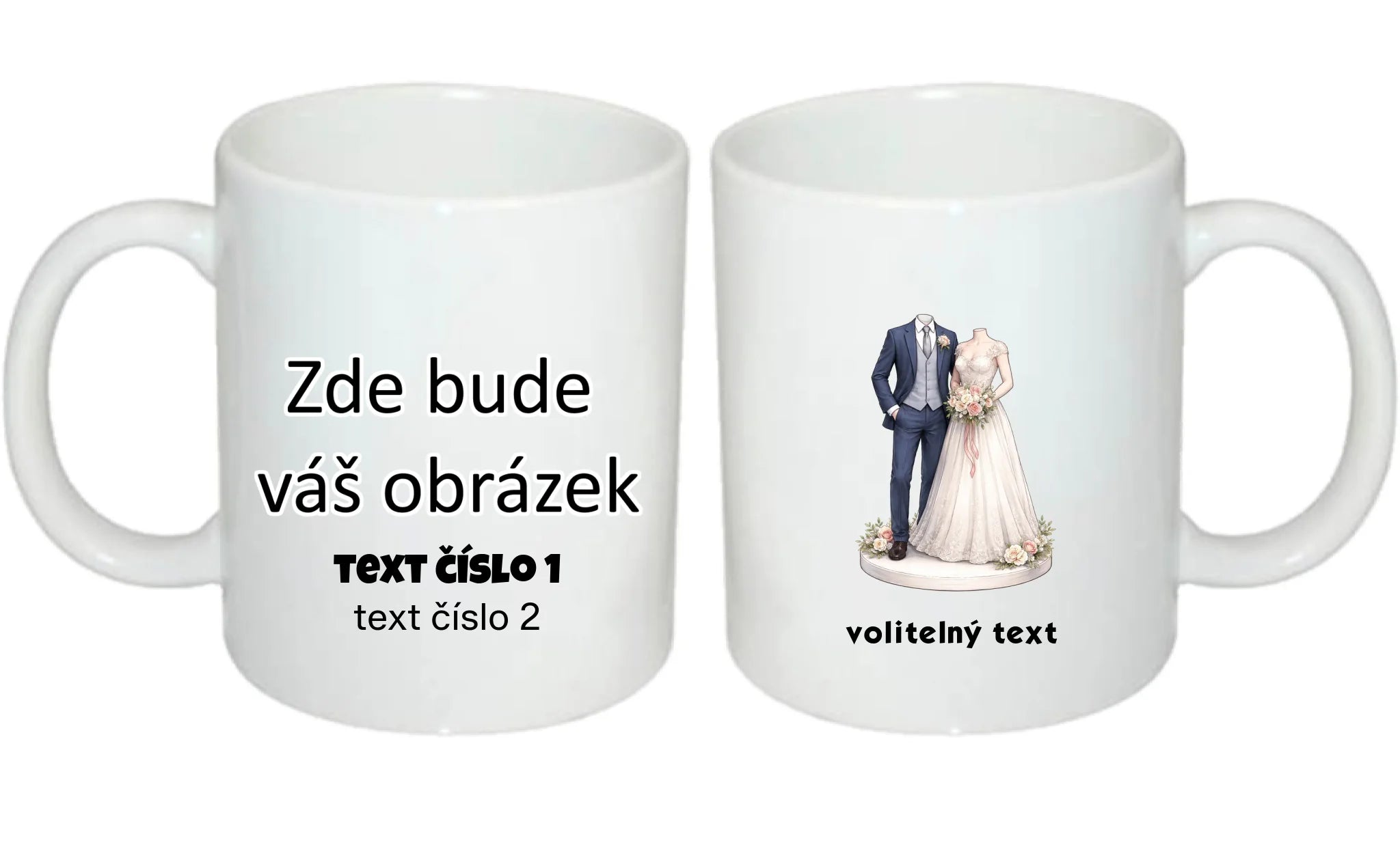 NOVOMANŽELÉ (ZATÍM) BEZ HLAVY - VLOŽTE FOTO, AUTOMATICKÝ OŘEZ hrníček oboustranný potisk hrníček Bílý 330 ml