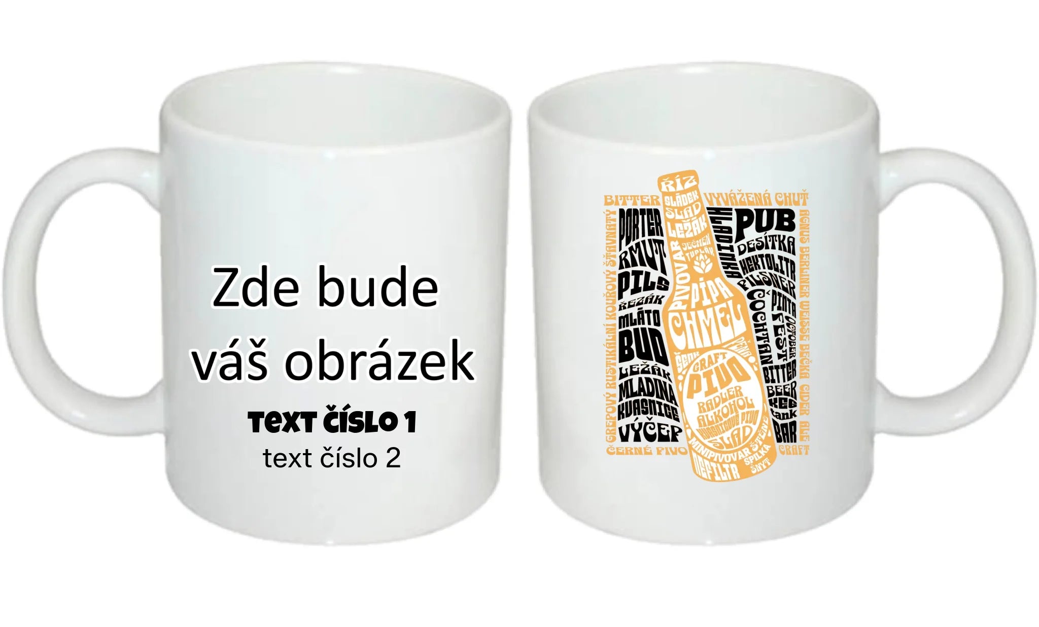 PIVO hrníček (5+ motivů) oboustranný potisk hrníček Bílý 330 ml