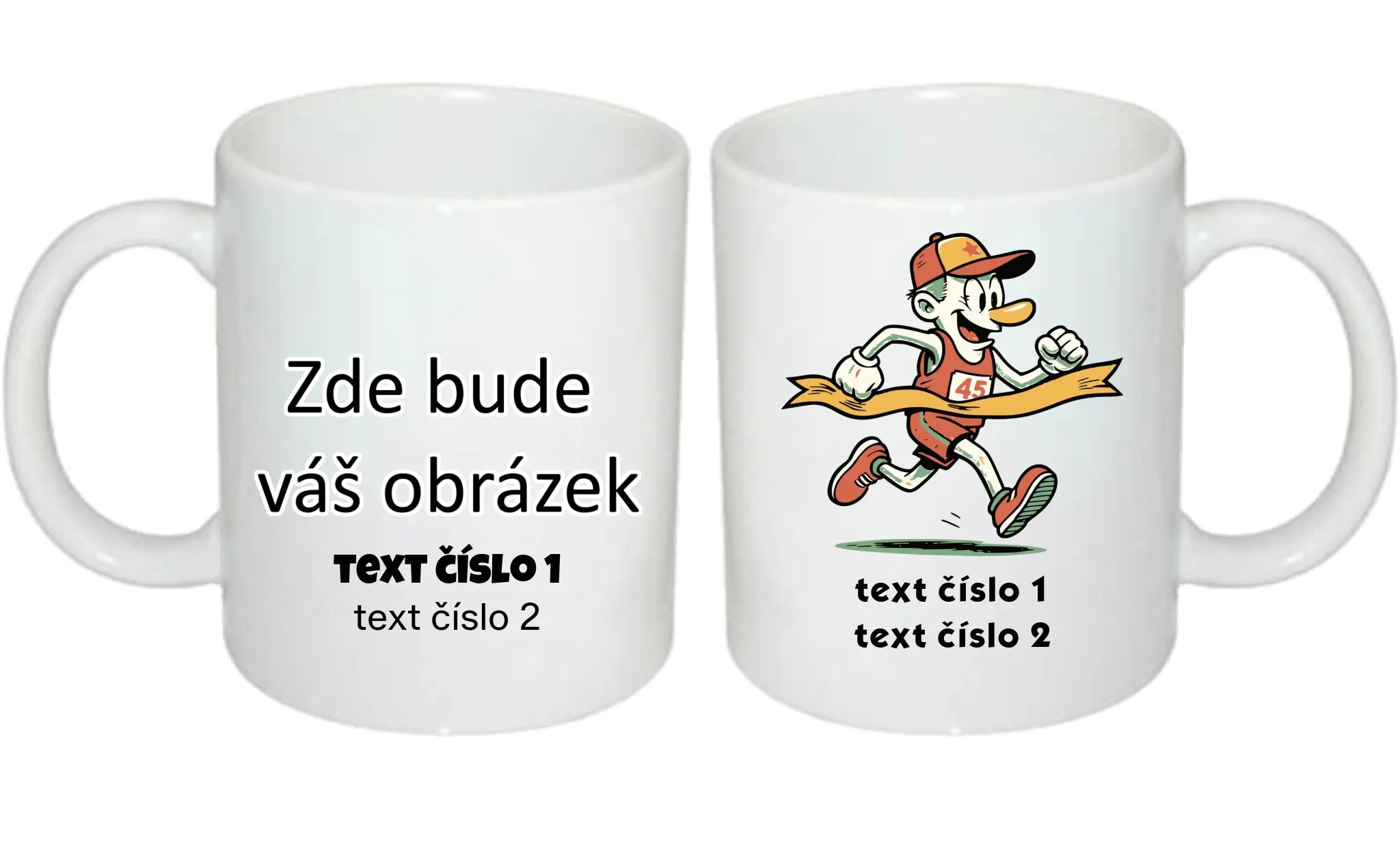 BĚH KOLO PLAVÁNÍ VÝBĚR OBRÁZKU (25+motivů) a MOŽNOST DOPLNIT VLASTNÍ TEXTY hrníček oboustranný potisk hrníček Bílý 330 ml