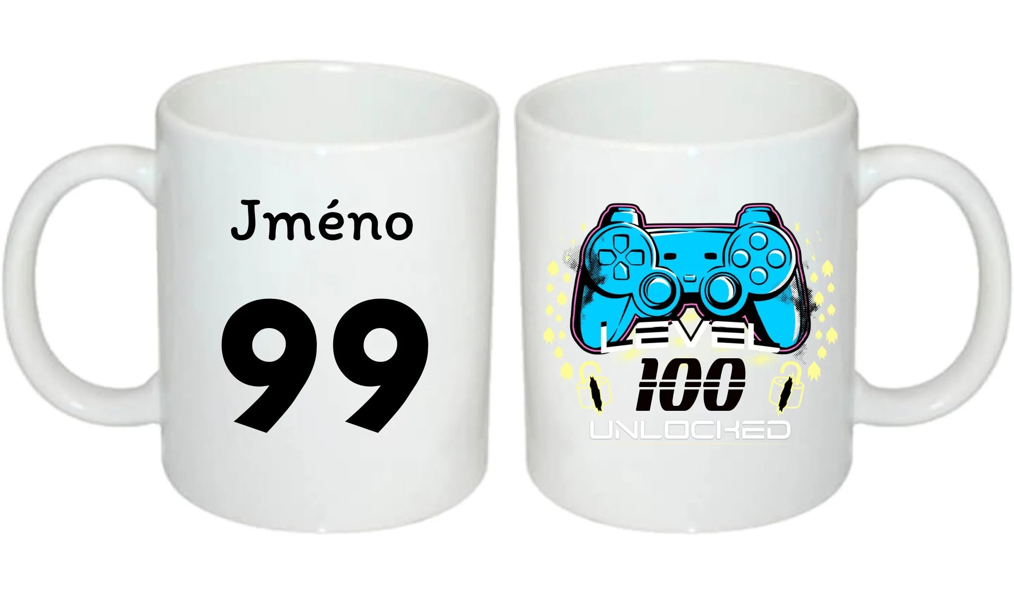narozeniny LEVEL UNLOCKED hrníček oboustranný potisk hrníček Bílý 330 ml