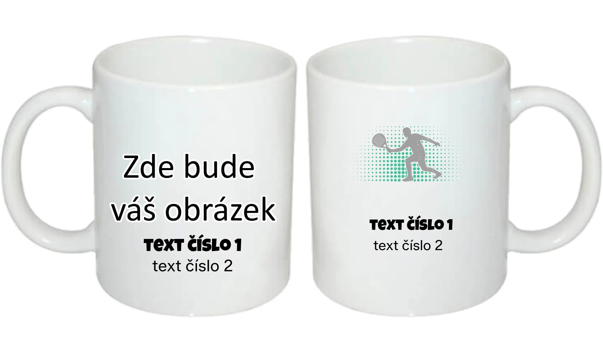 PADEL VÝBĚR OBRÁZKU (10+motivů) a MOŽNOST DOPLNIT VLASTNÍ TEXTY hrníček oboustranný potisk hrníček Bílý 330 ml