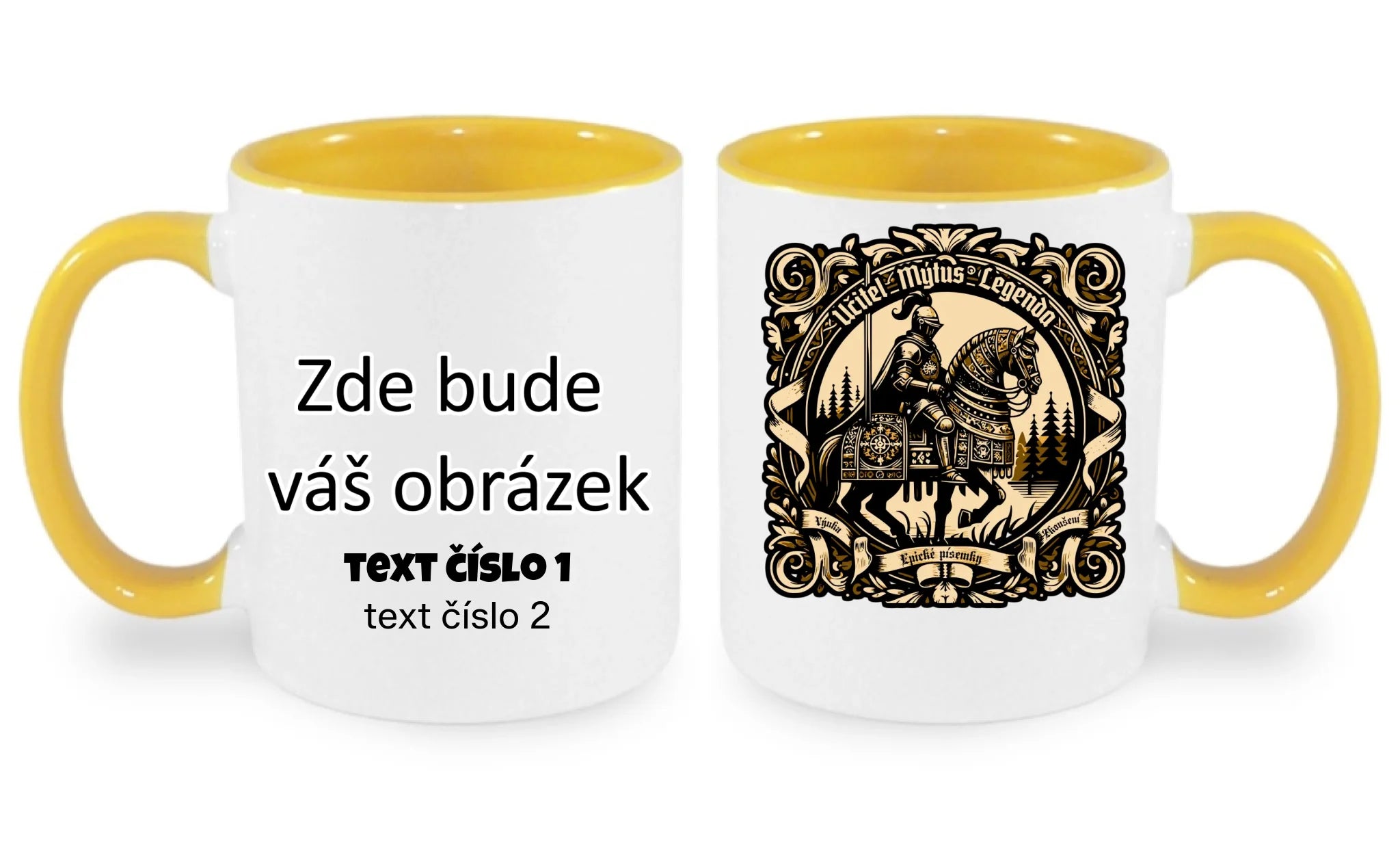 UČITEL (20+ motivů) hrníček oboustranný potisk hrníček Bílá žlutá 330 ml