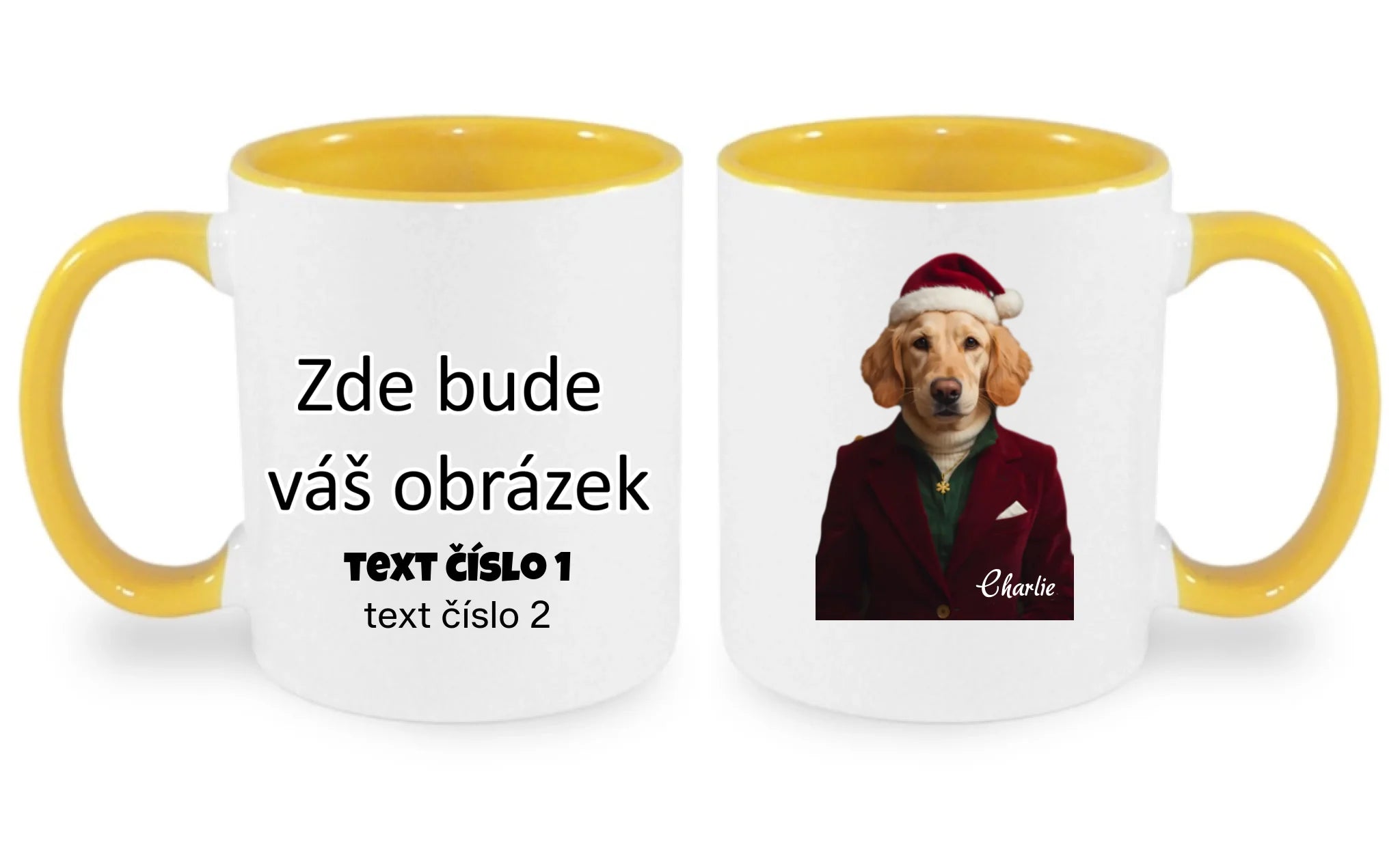 GLAMOUR PROMĚNA AI - VLOŽÍTE FOTO, DOPLNÍTE JMÉNO hrníček oboustranný potisk hrníček Bílá žlutá 330 ml