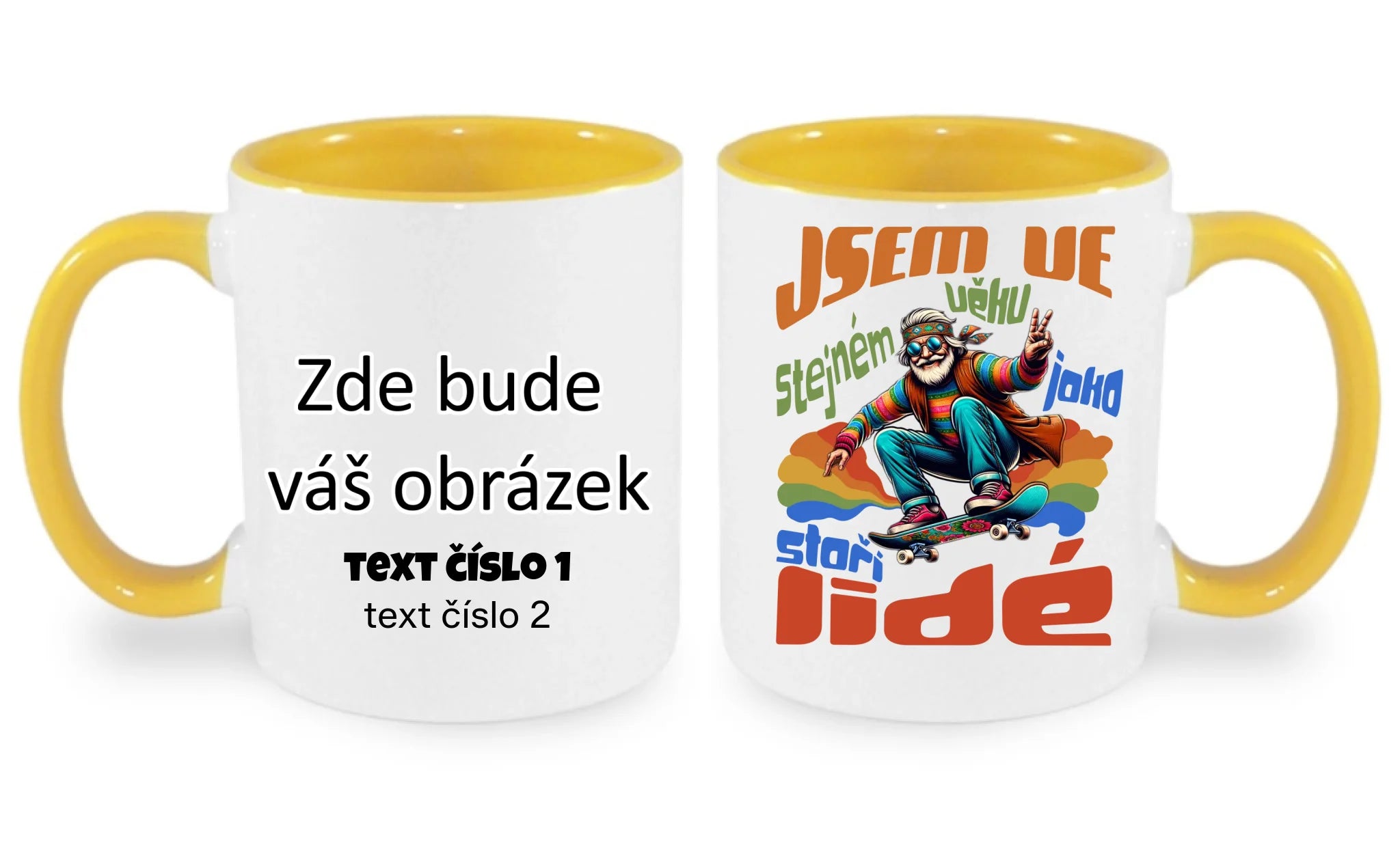 HRNÍČEK s motivem DĚDEČEK oboustranný potisk hrníček Bílá žlutá 330 ml