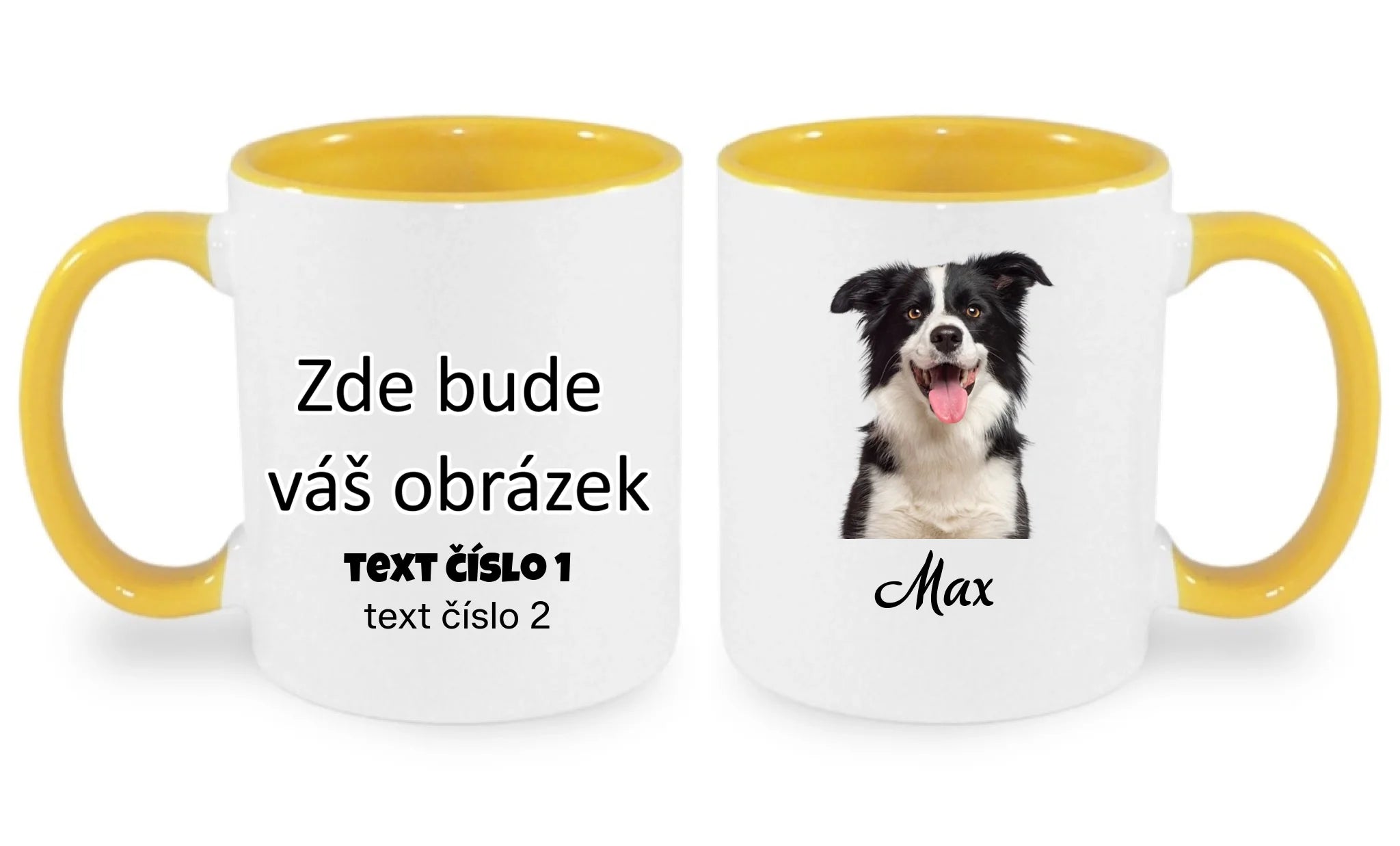 PORTRÉT - VLOŽÍTE FOTO A JMÉNO, ODSTRANÍ SE POZADÍ hrníček oboustranný potisk hrníček Bílá žlutá 330 ml
