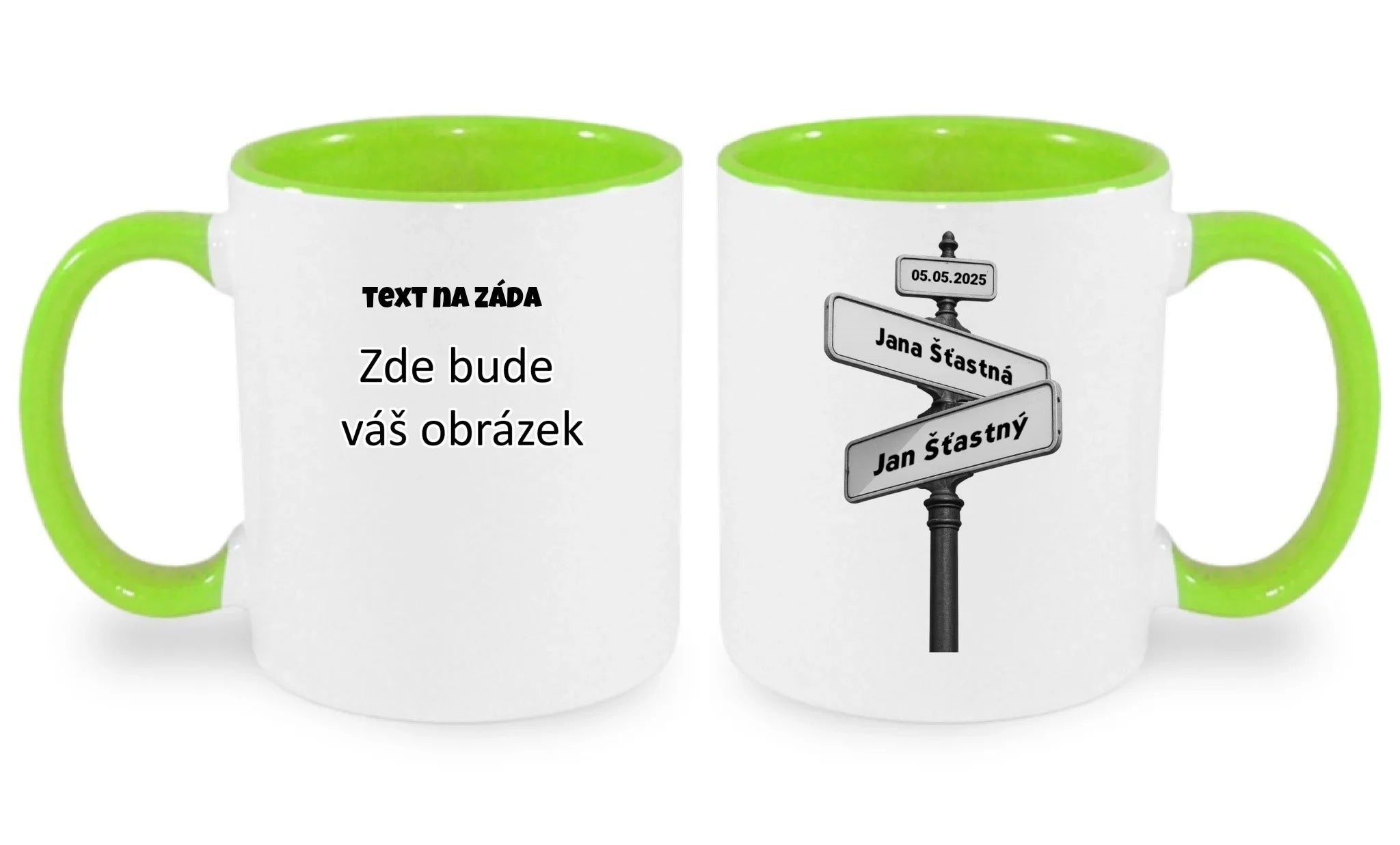 OD TOHO DNE JSME SPOLU hrníček oboustranný potisk hrníček Bílá zelená 330 ml