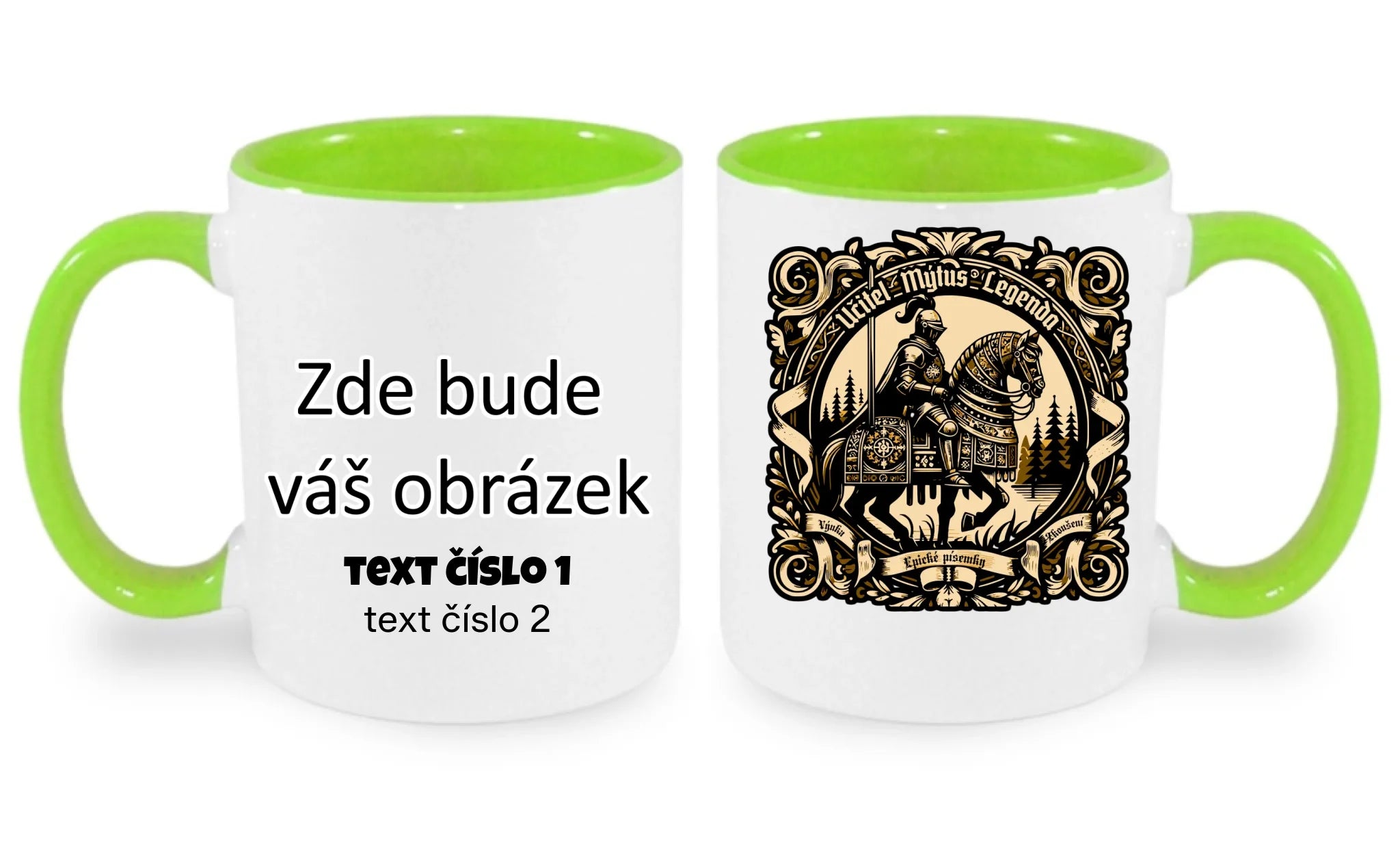 UČITEL (20+ motivů) hrníček oboustranný potisk hrníček Bílá zelená 330 ml