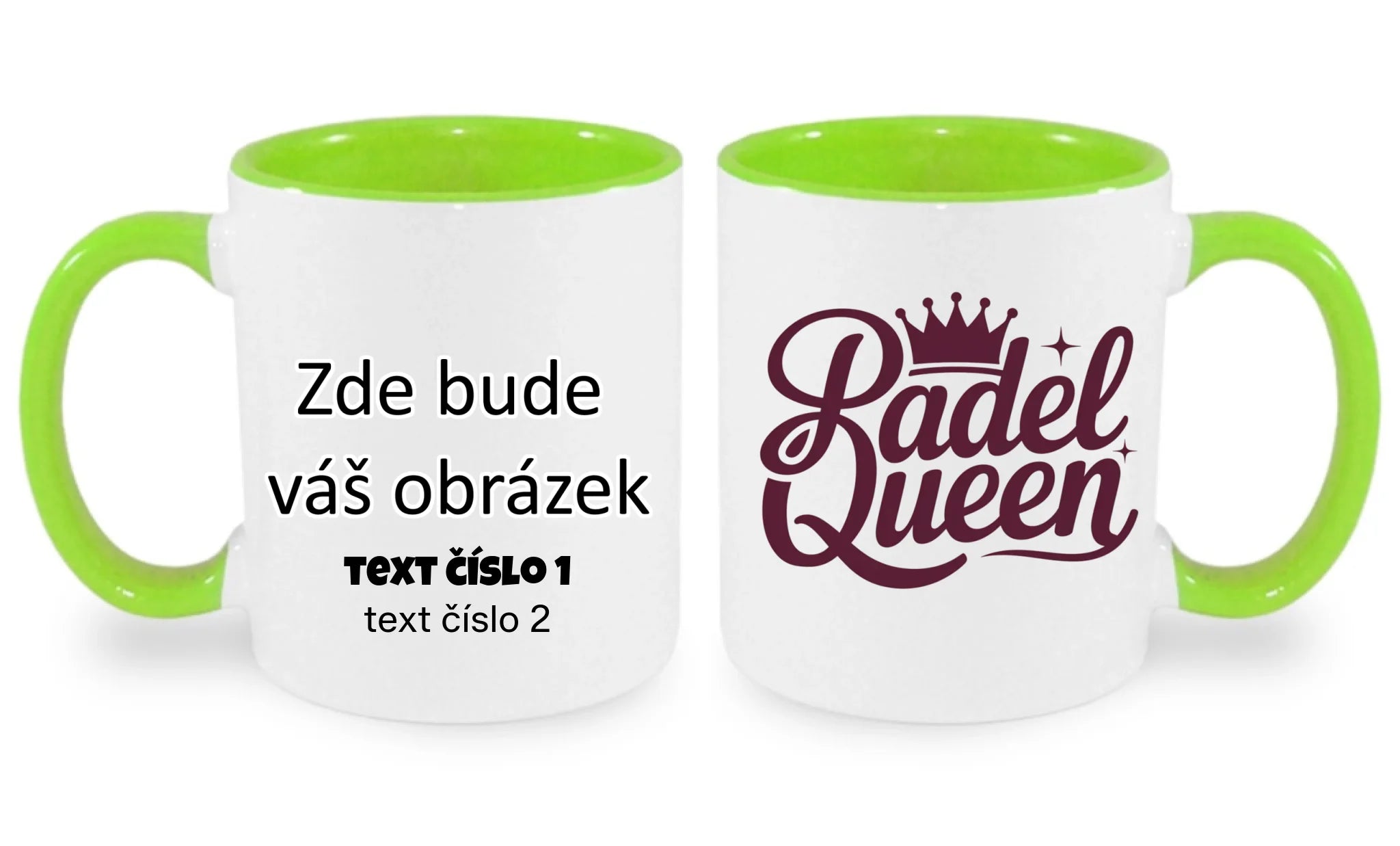 MOTIVY PRO DÁMY PADEL (výběr z 10+ motivů) hrníček oboustranný potisk hrníček Bílá zelená 330 ml