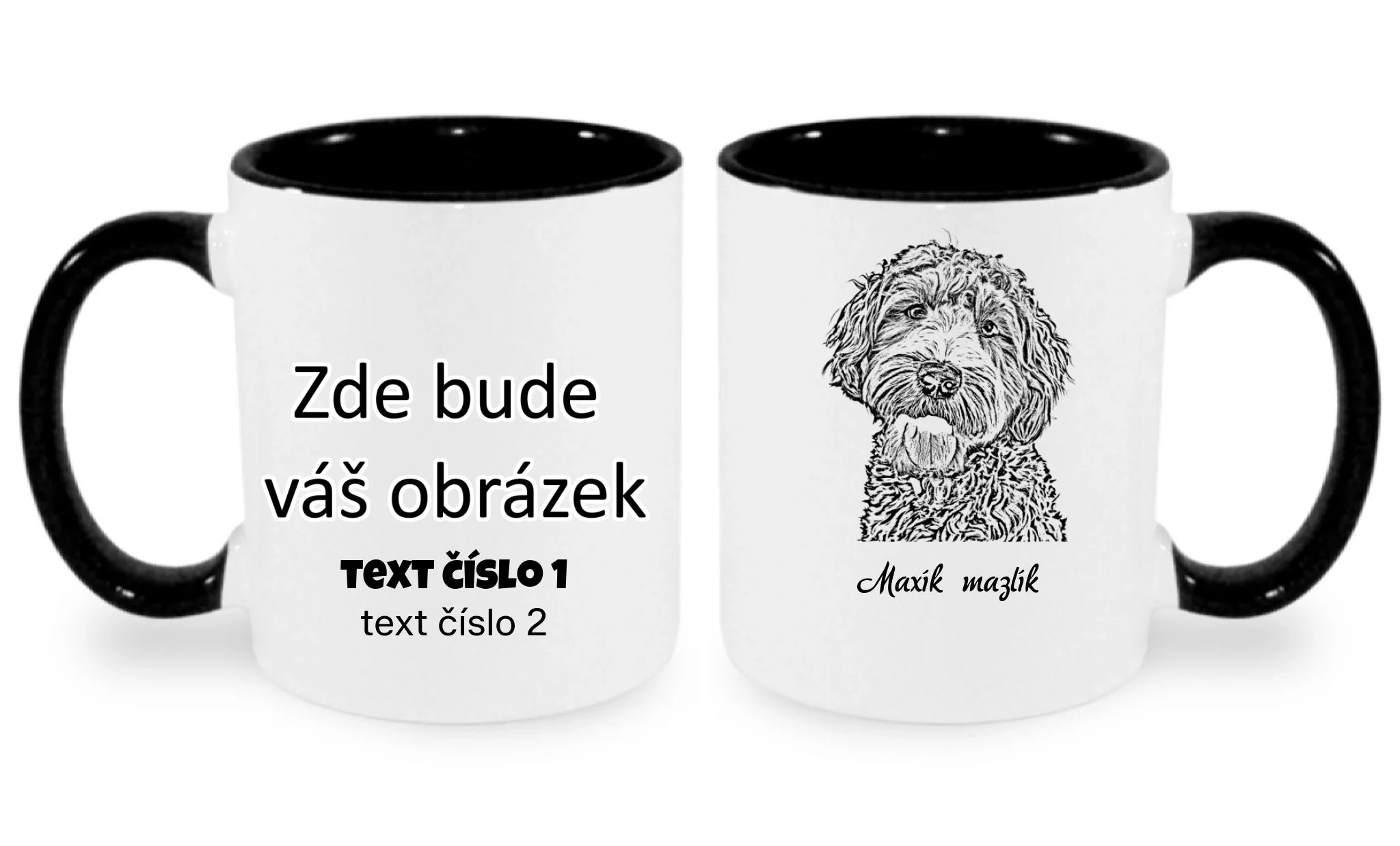 SKICA Z FOTKY - VLOŽTE FOTO A DOPLŇTE JMÉNO hrníček oboustranný potisk hrníček Bílá černá 330 ml