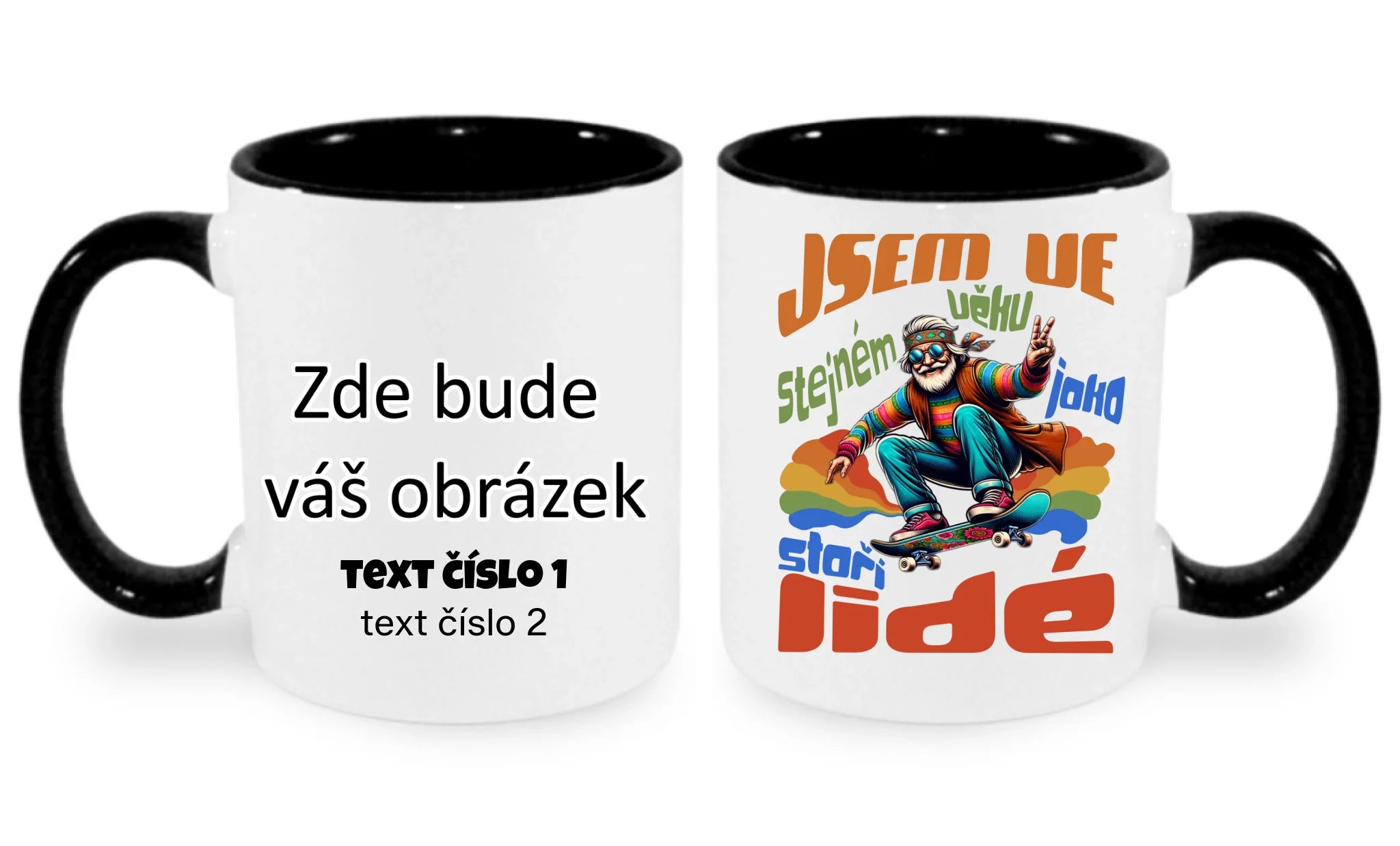 HRNÍČEK s motivem DĚDEČEK oboustranný potisk hrníček Bílá černá 330 ml