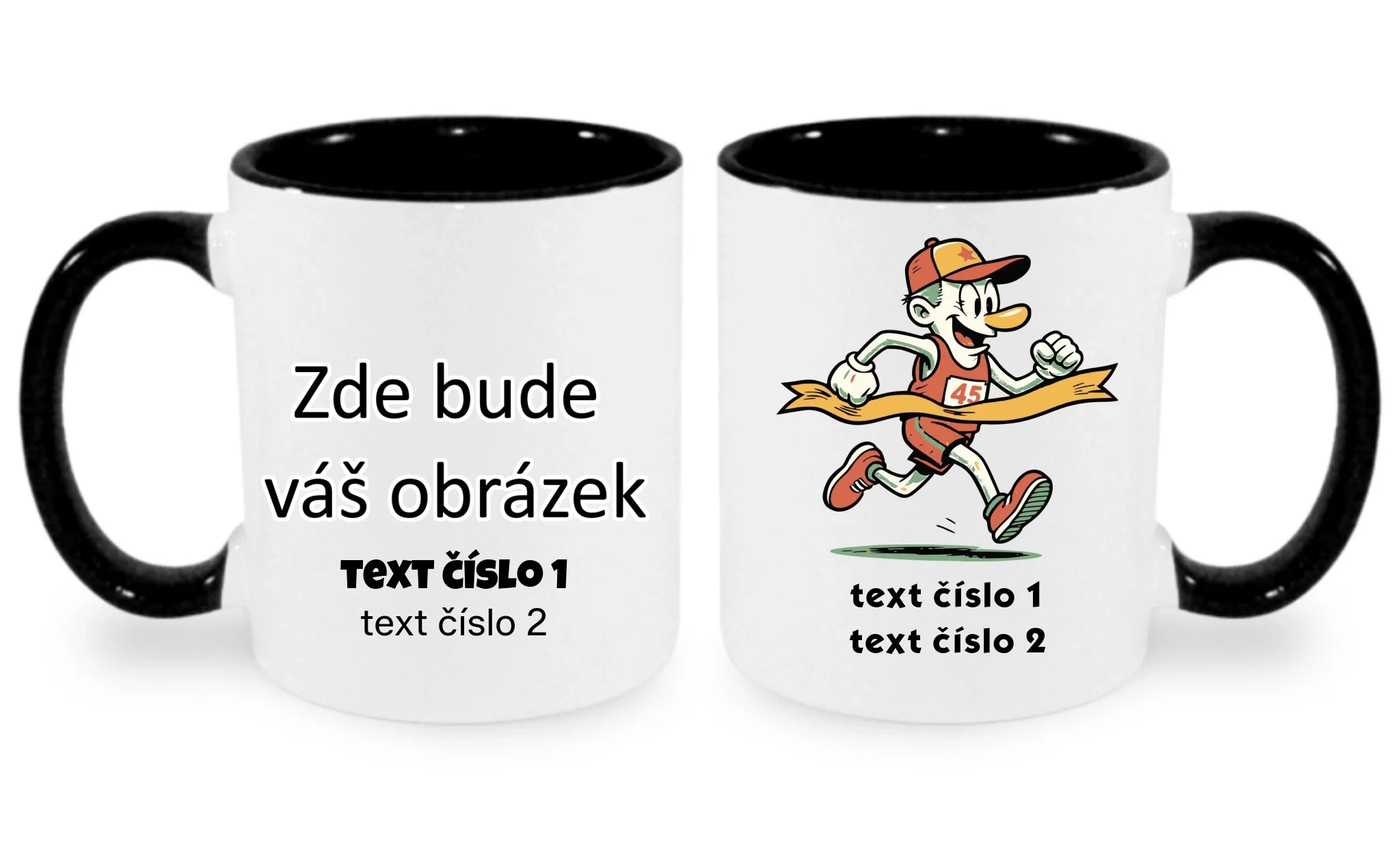 BĚH KOLO PLAVÁNÍ VÝBĚR OBRÁZKU (25+motivů) a MOŽNOST DOPLNIT VLASTNÍ TEXTY hrníček oboustranný potisk hrníček Bílá černá 330 ml