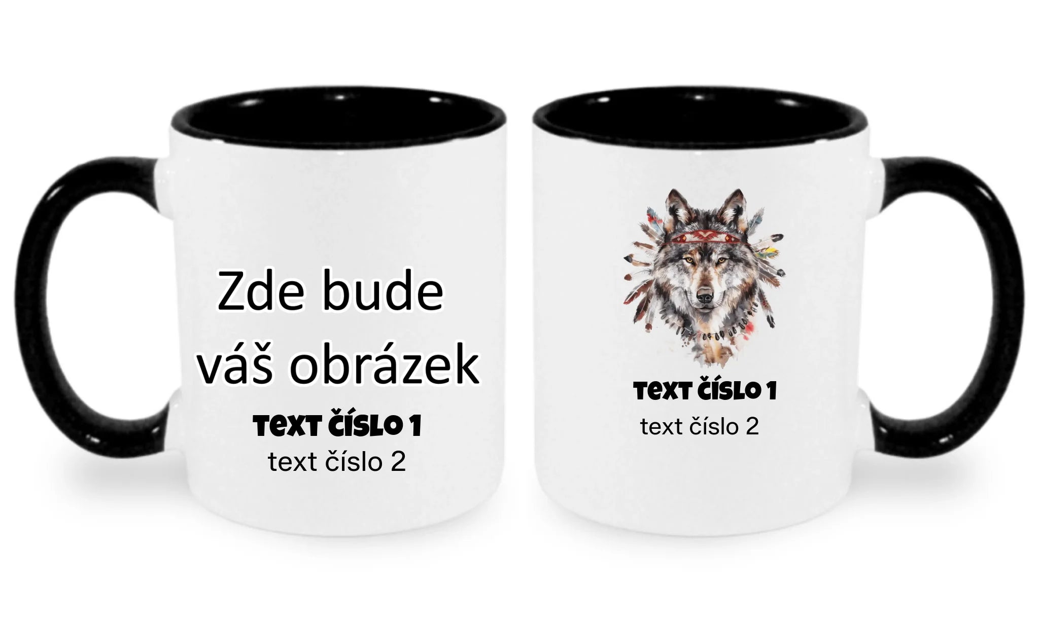 DIVOKÝ ZÁPAD VÝBĚR OBRÁZKU (10+motivů) a MOŽNOST DOPLNIT VLASTNÍ TEXTY hrníček oboustranný potisk hrníček Bílá černá 330 ml
