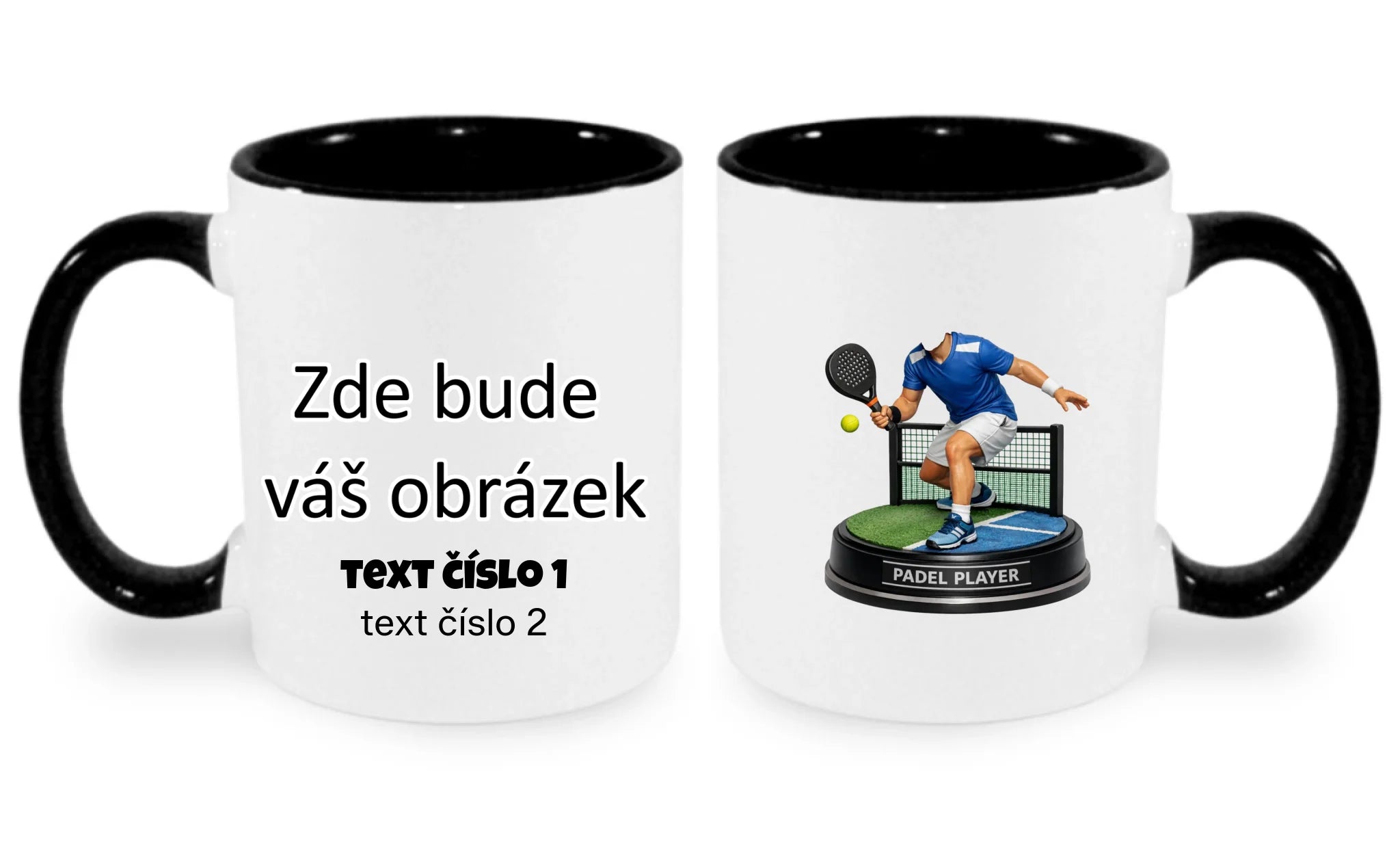 padel HLAVA hrníček oboustranný potisk hrníček Bílá černá 330 ml