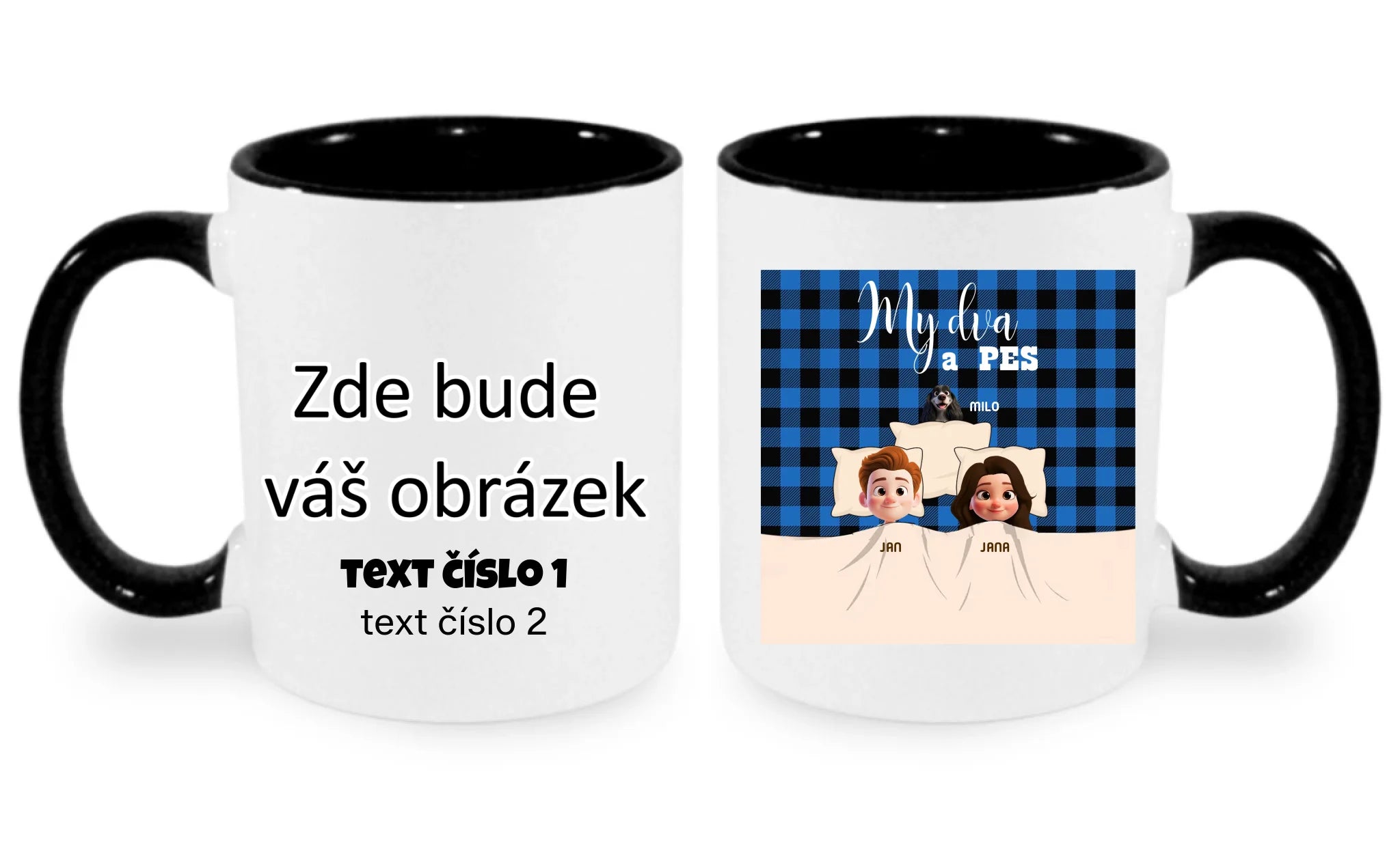 NAŠE SMEČKA - VYTVOŘTE SI MOTIV NA MÍRU hrníček oboustranný potisk hrníček Bílá černá 330 ml