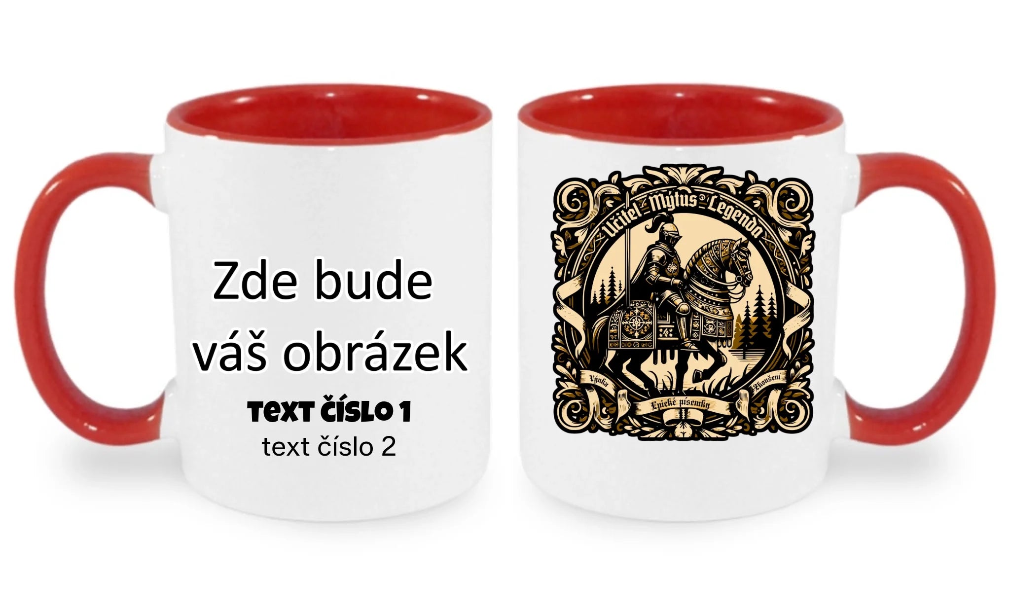 UČITEL (20+ motivů) hrníček oboustranný potisk hrníček Bílá červená 330 ml