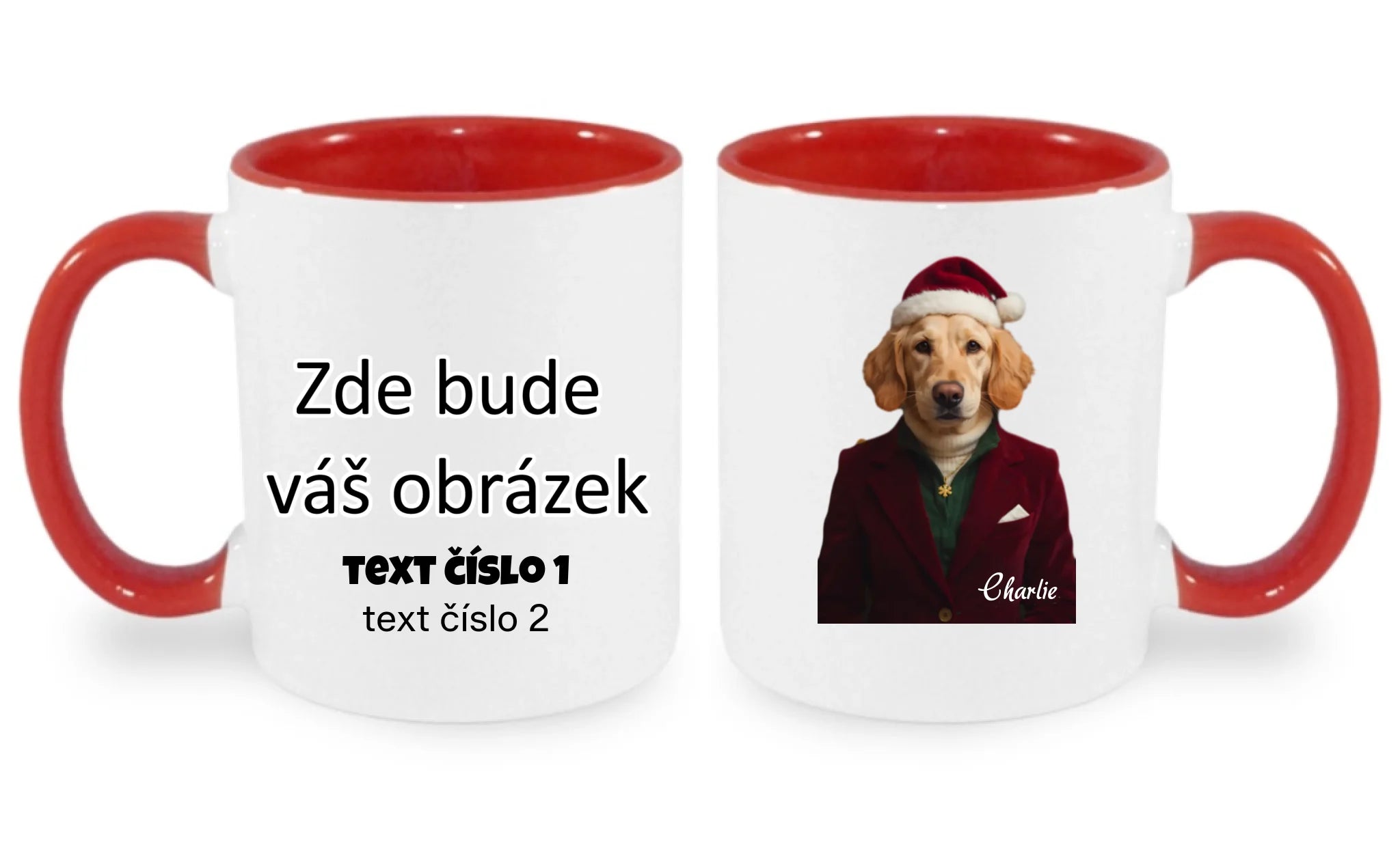 GLAMOUR PROMĚNA AI - VLOŽÍTE FOTO, DOPLNÍTE JMÉNO hrníček oboustranný potisk hrníček Bílá červená 330 ml