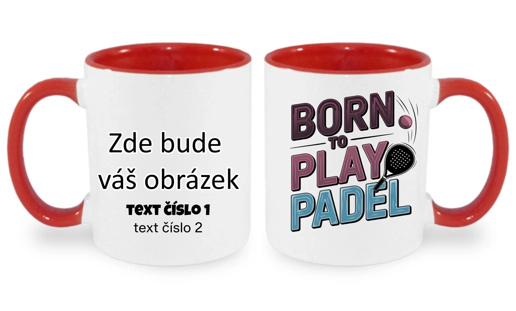 PRO HRÁČE PADELU (výběr z 18+ motivů) hrníček oboustranný potisk hrníček Bílá červená 330 ml