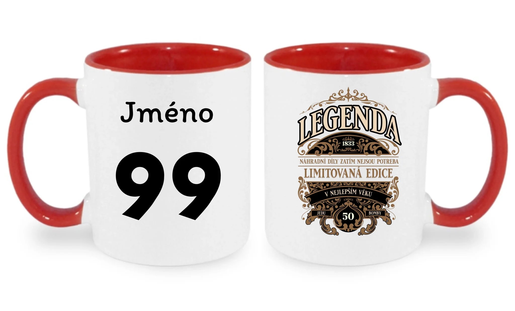 narozeniny LEGENDA hrníček oboustranný potisk hrníček Bílá červená 330 ml