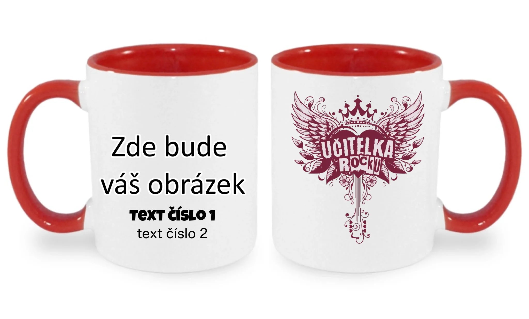 UČITELKA (17+ motivů) MOŽNOST OBOUSTRANNĚHO POTISKU hrníček oboustranný potisk hrníček Bílá červená 330 ml