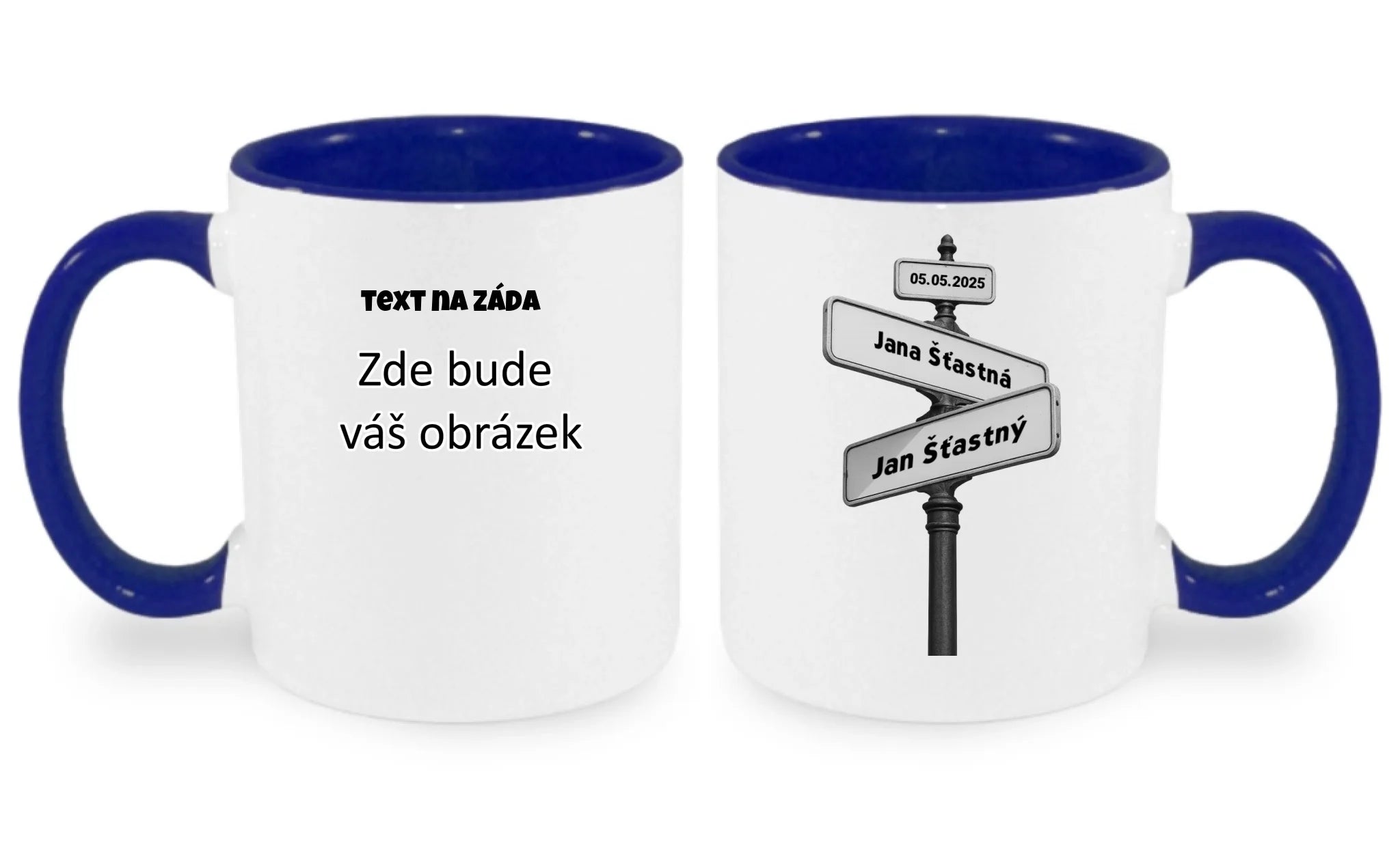 OD TOHO DNE JSME SPOLU hrníček oboustranný potisk hrníček Bílá modrá 330 ml