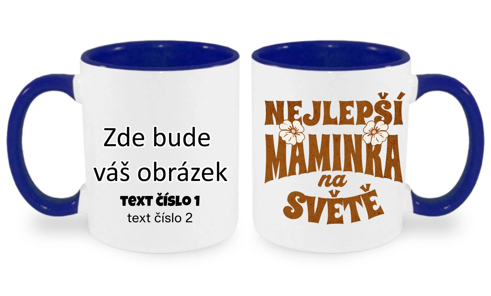 NEJ MÁMA (výběr ze 20 motivů) hrníček oboustranný potisk hrníček Bílá modrá 330 ml