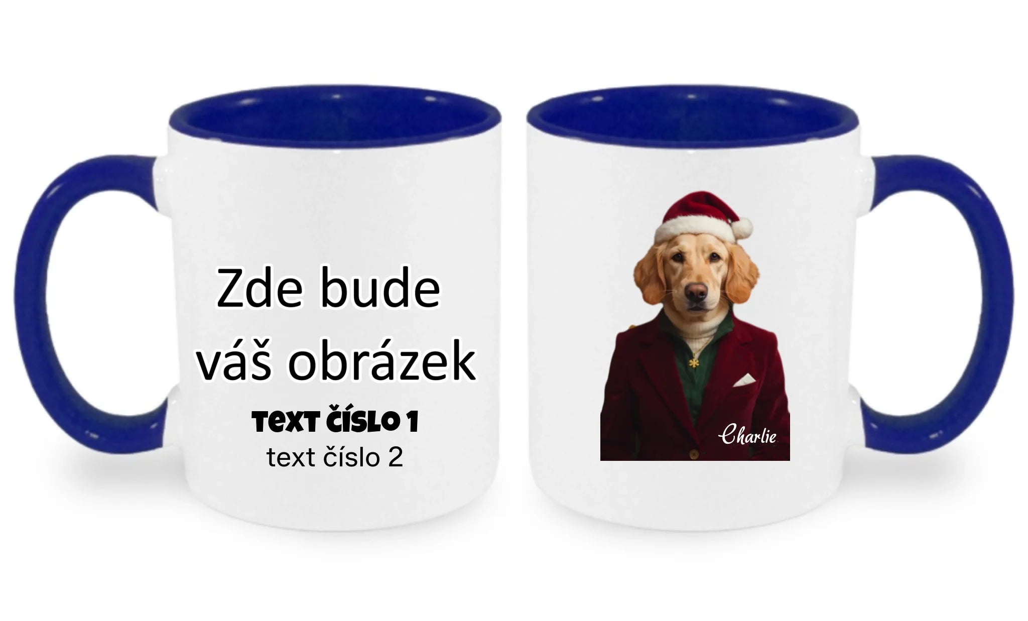 GLAMOUR PROMĚNA AI - VLOŽÍTE FOTO, DOPLNÍTE JMÉNO hrníček oboustranný potisk hrníček Bílá modrá 330 ml