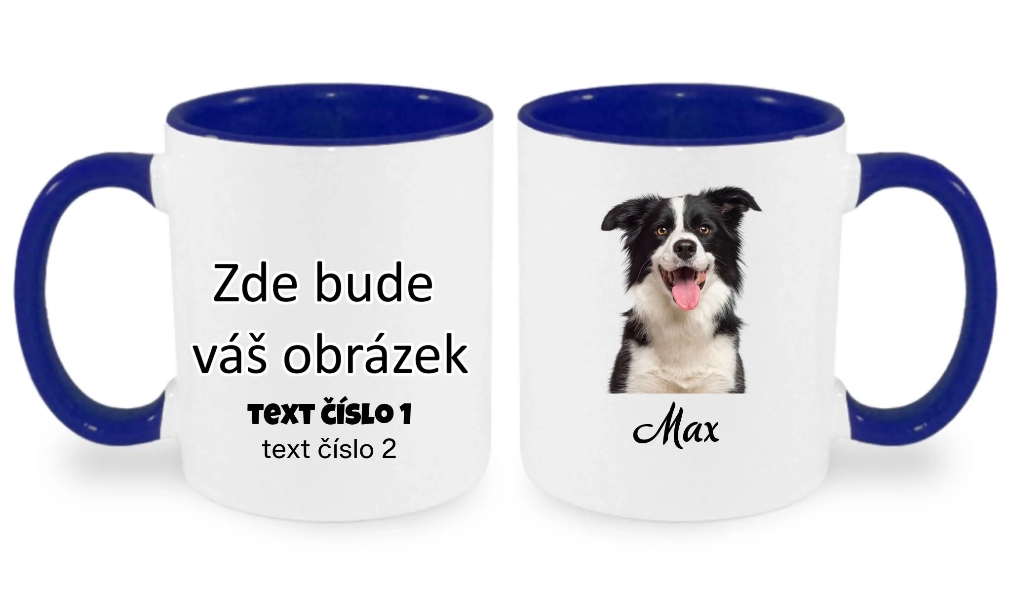 PORTRÉT - VLOŽÍTE FOTO A JMÉNO, ODSTRANÍ SE POZADÍ hrníček oboustranný potisk hrníček Bílá modrá 330 ml