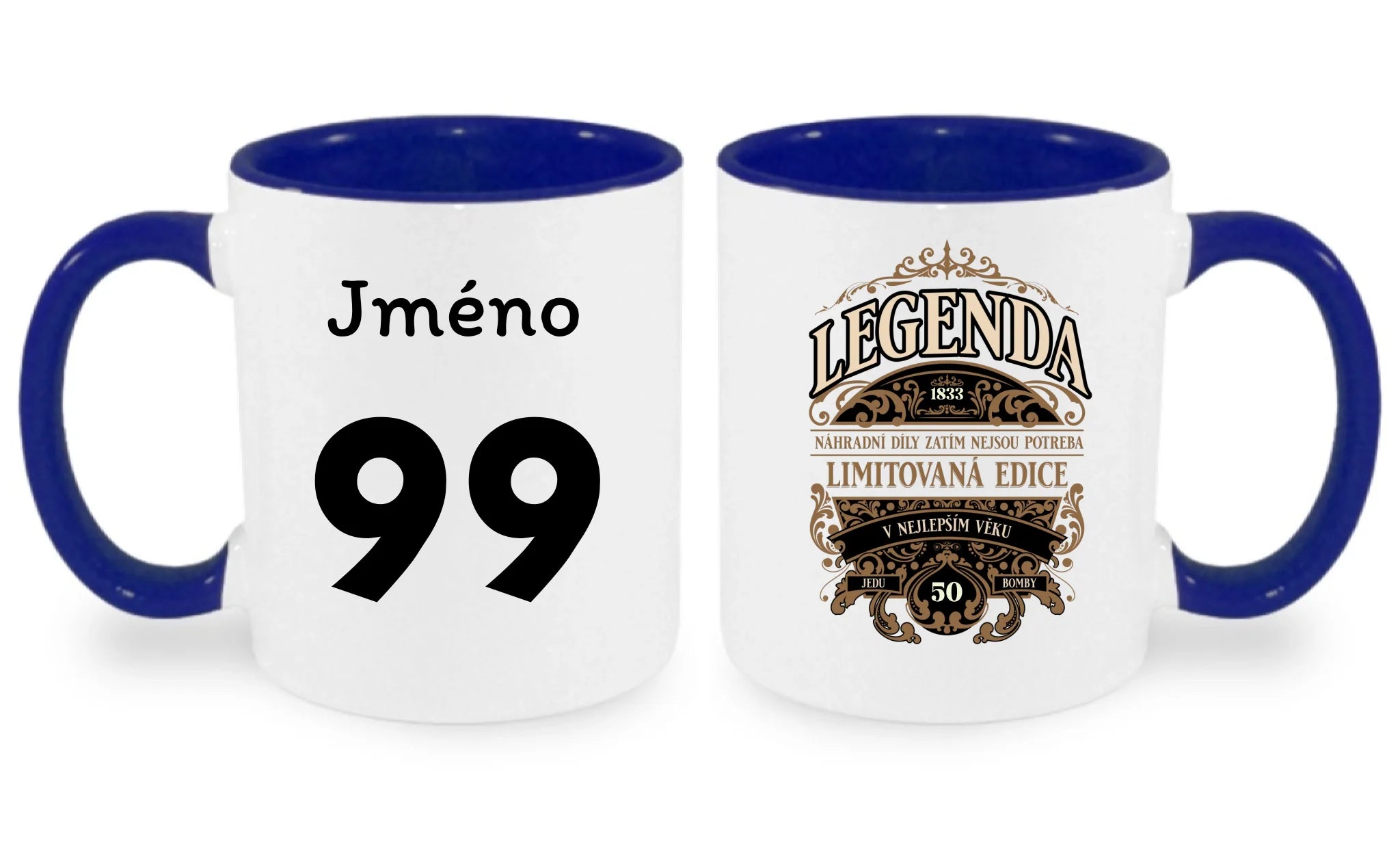 narozeniny LEGENDA hrníček oboustranný potisk hrníček Bílá modrá 330 ml