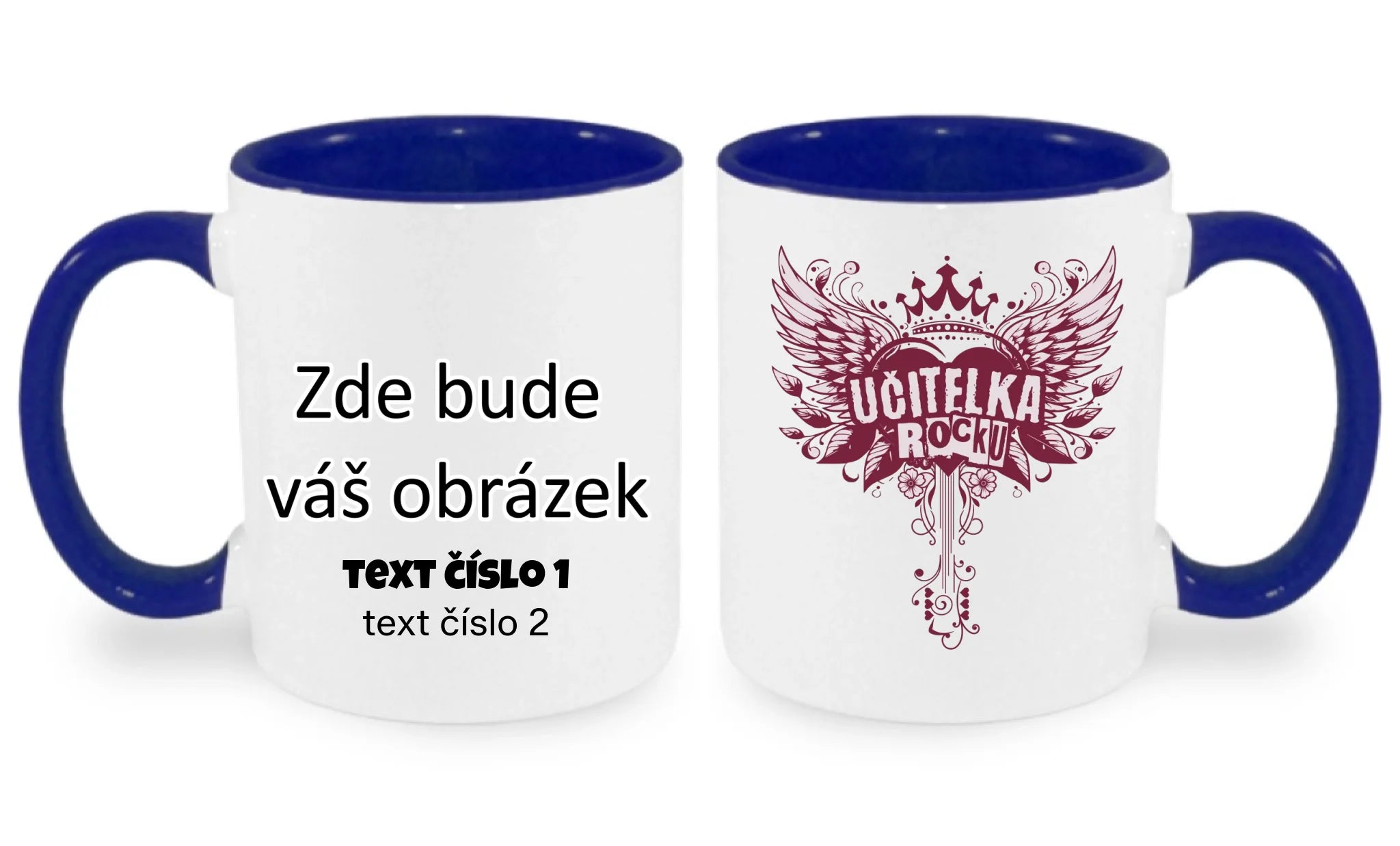 UČITELKA (17+ motivů) MOŽNOST OBOUSTRANNĚHO POTISKU hrníček oboustranný potisk hrníček Bílá modrá 330 ml