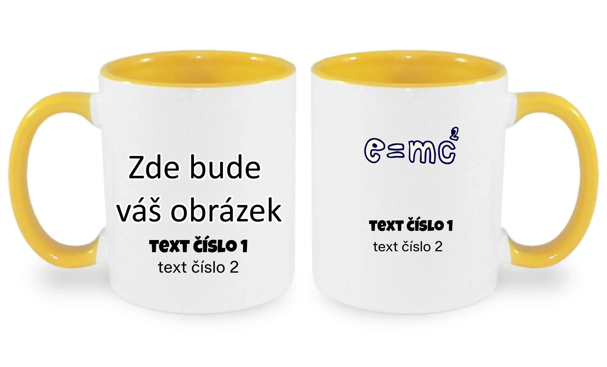 VÝBĚR OBRÁZKŮ S MOTIVEM UČITEL (10+motivů) a MOŽNOST DOPLNIT VLASTNÍ TEXTY hrníček oboustranný potisk hrníček Bílá žlutá 330 ml