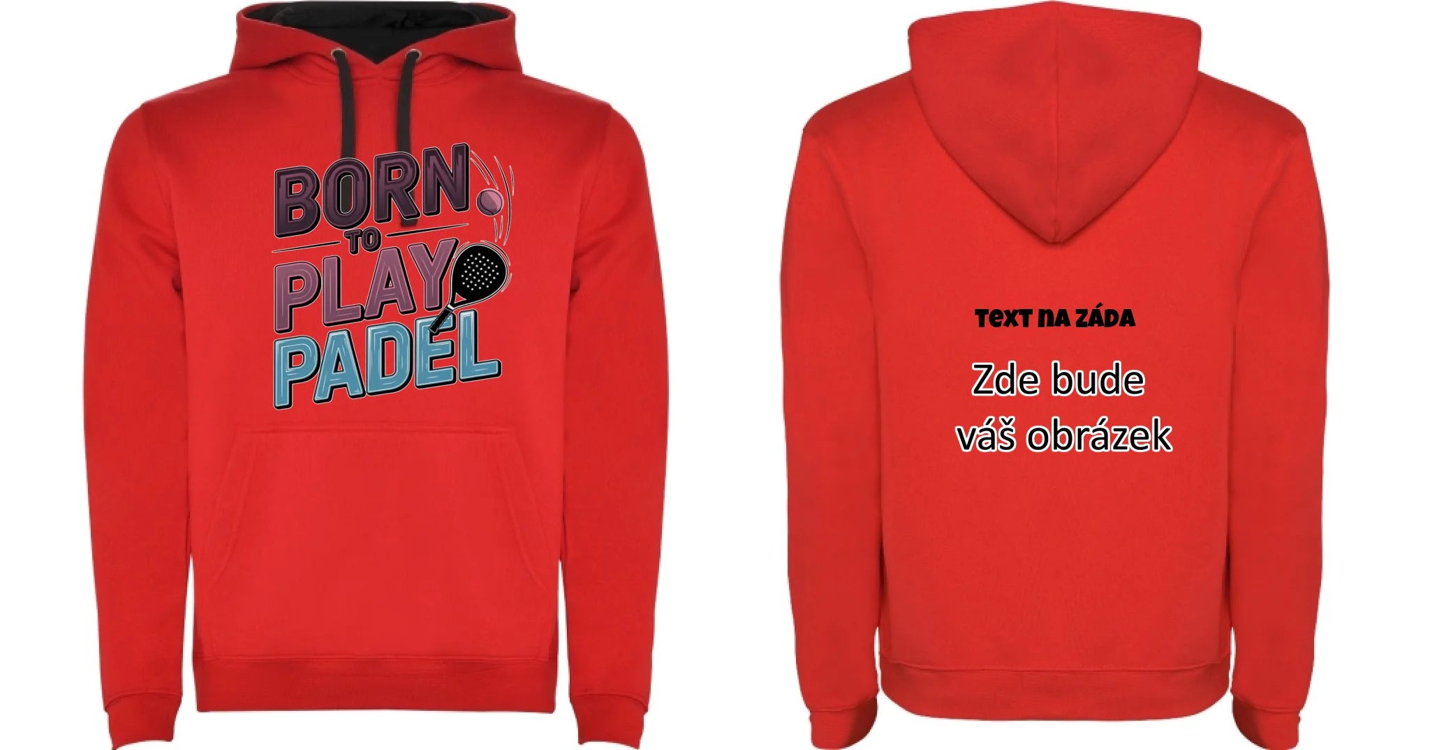 PRO HRÁČE PADELU (výběr z 18+ motivů) dětská mikina s kapucí oboustranný potisk dětská mikina URBAN Červená černá