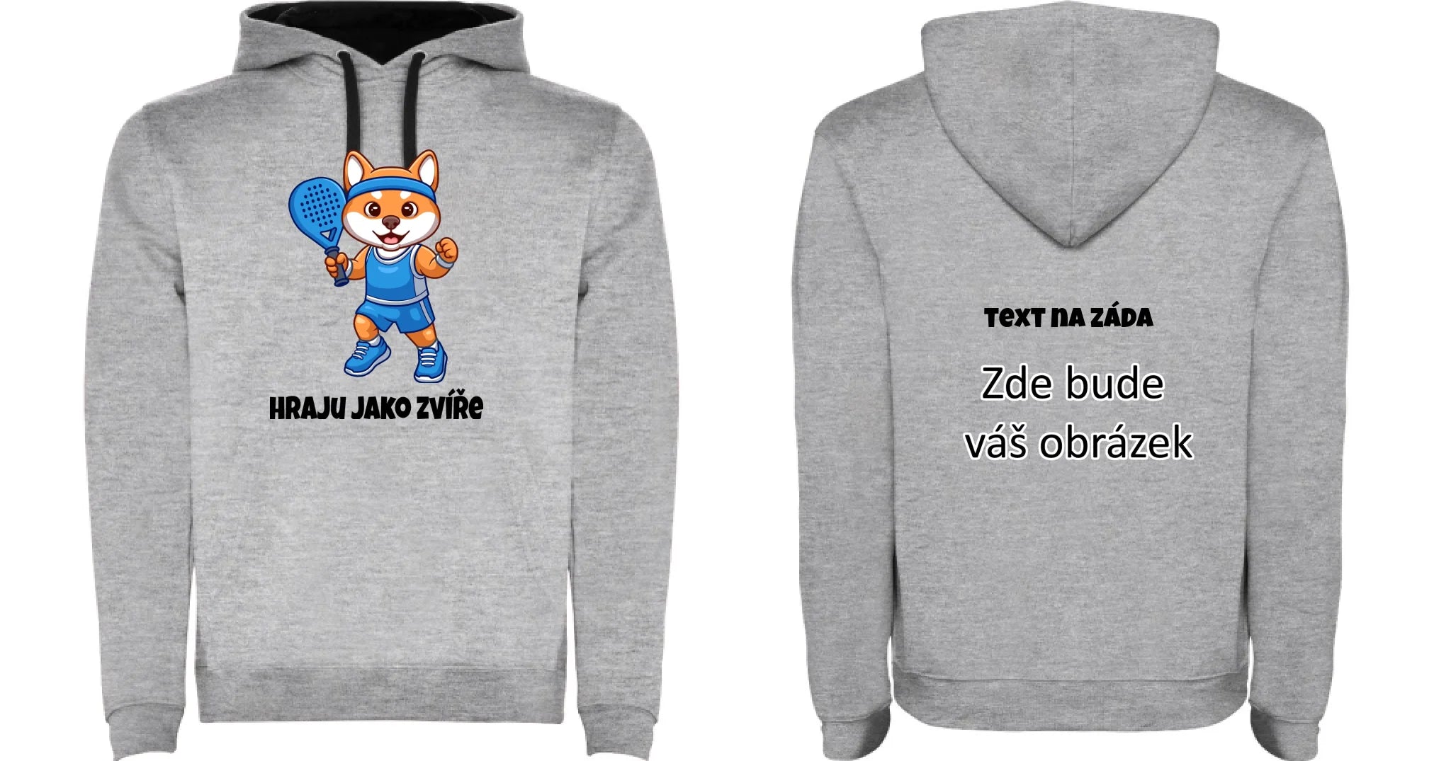 HRAJU JAKO ZVÍŘE (výběr ze 3 motivů) dětská mikina s kapucí oboustranný potisk dětská mikina URBAN Melír černá