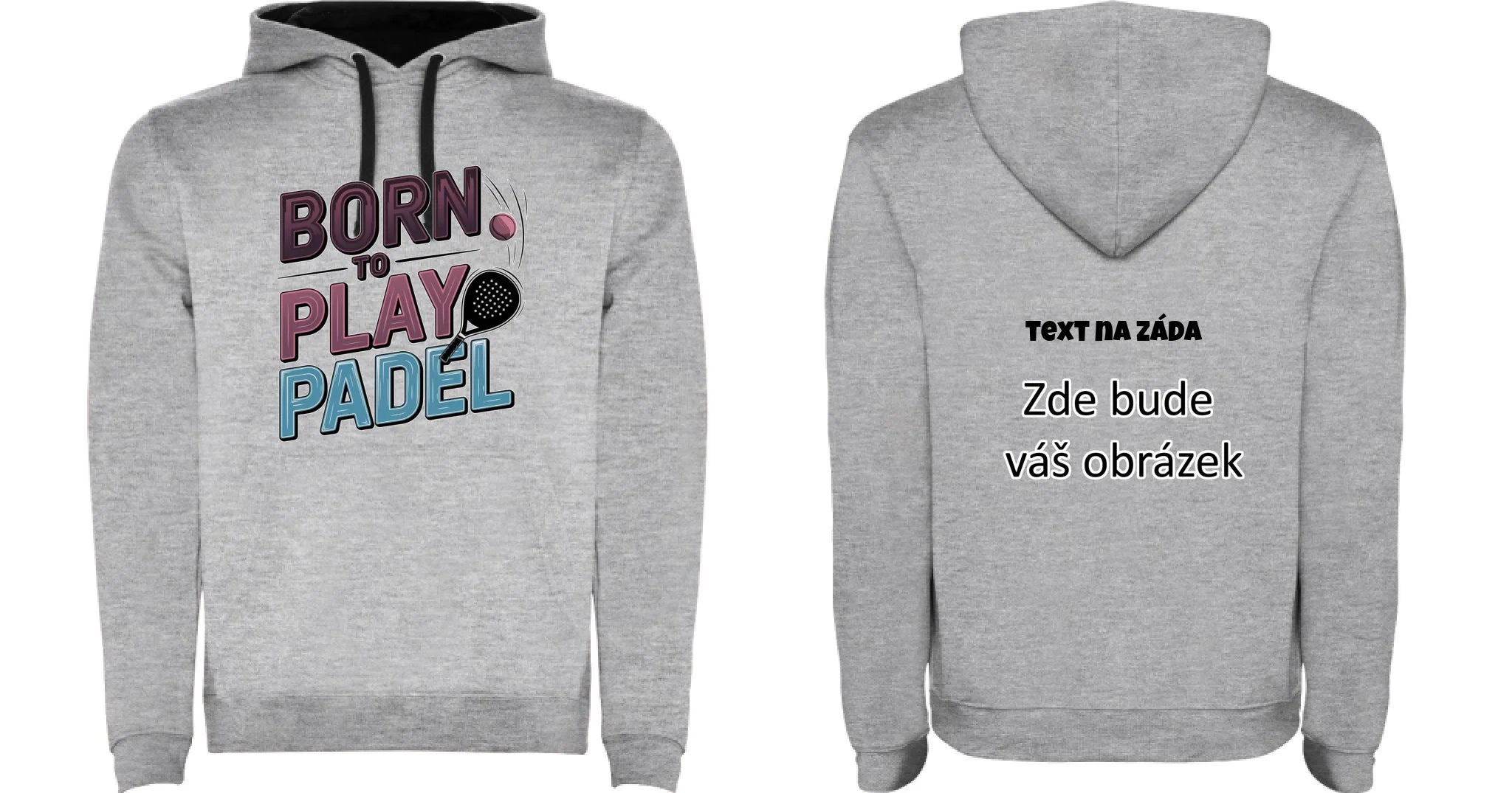 PRO HRÁČE PADELU (výběr z 18+ motivů) dětská mikina s kapucí oboustranný potisk dětská mikina URBAN Melír černá
