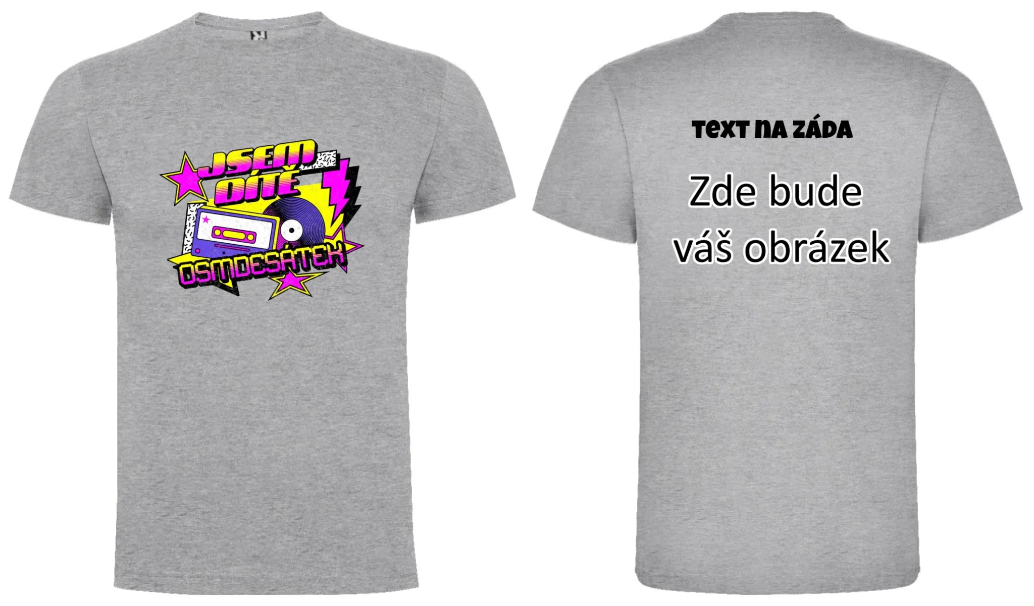 DÍTĚ OSMDESÁTEK (výběr ze 3 motivů) pánské tričko oboustranný potisk pánské DOGO Melír