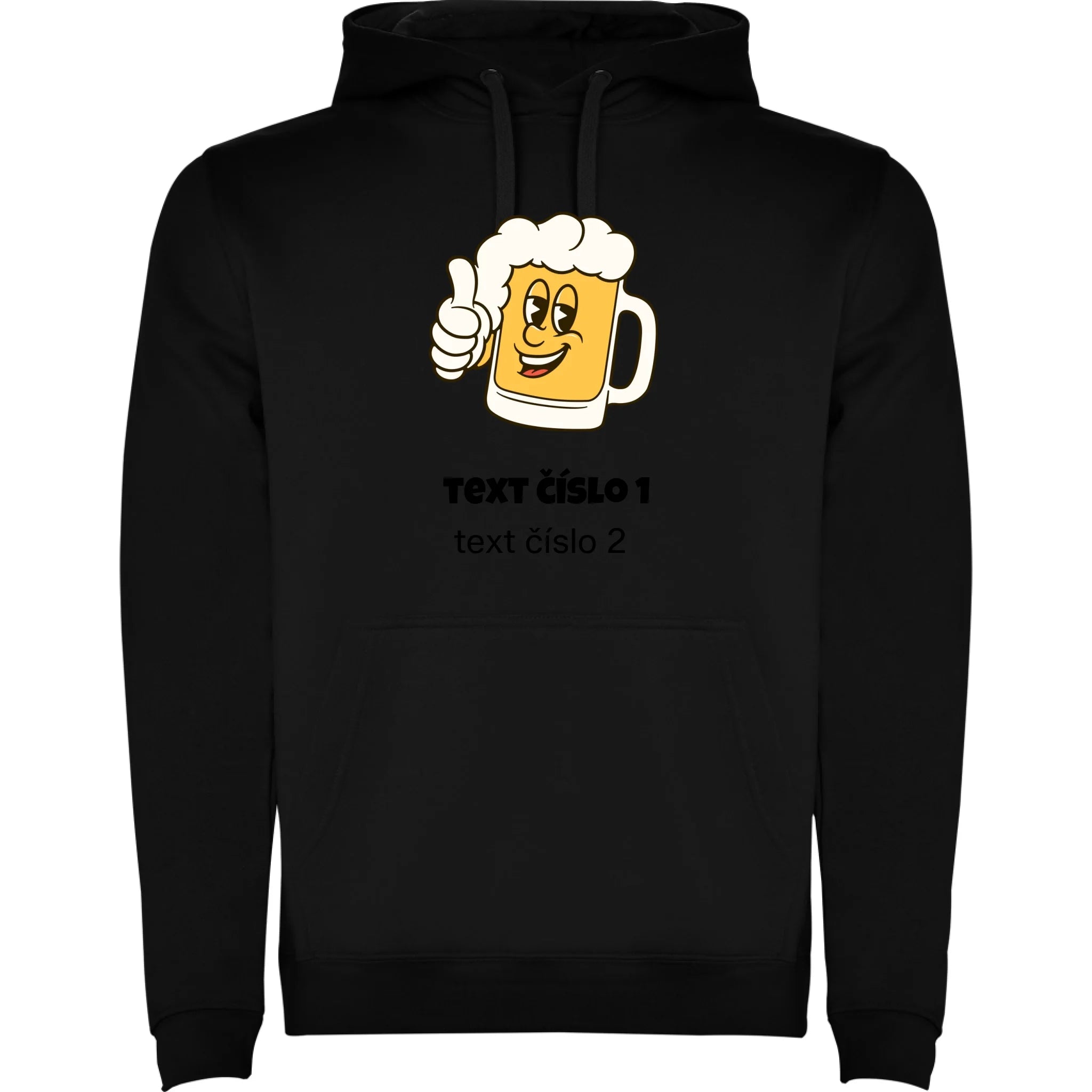 PIVO VÝBĚR OBRÁZKU (10+motivů) a MOŽNOST DOPLNIT VLASTNÍ TEXTY pánská mikina s kapucí potisk jen dopředu pánská mikina urban Černá
