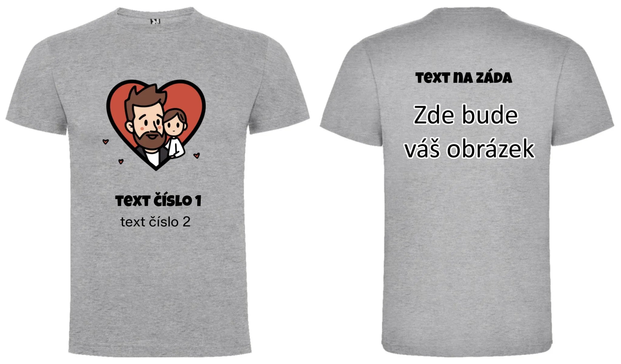 NEJ TÁTA VÝBĚR OBRÁZKU (10+motivů) a MOŽNOST DOPLNIT VLASTNÍ TEXTY pánské tričko oboustranný potisk pánské DOGO Melír