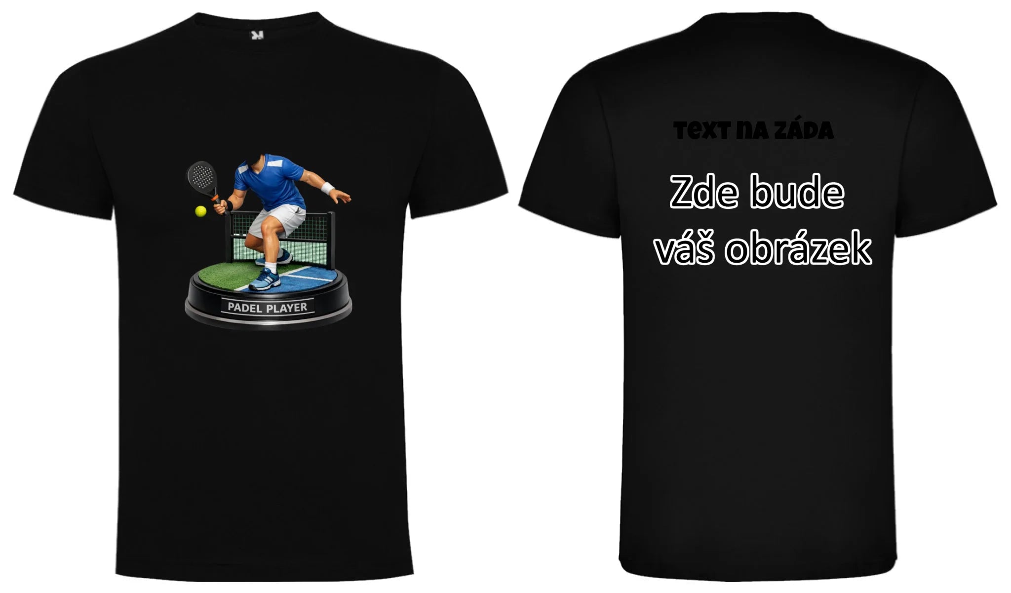 padel HLAVA pánské tričko oboustranný potisk pánské DOGO Černá