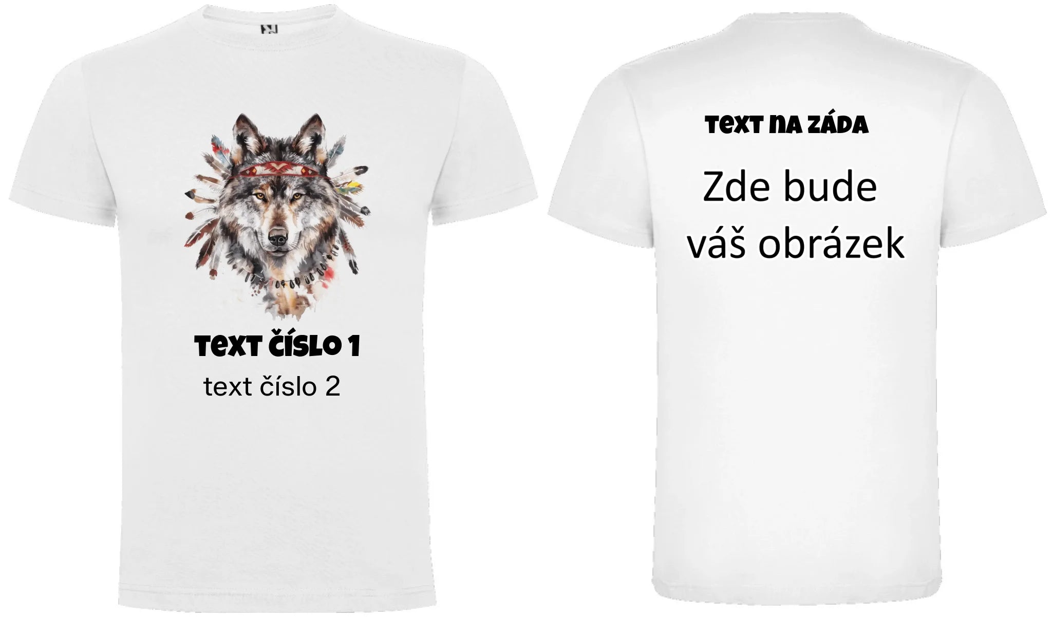 DIVOKÝ ZÁPAD VÝBĚR OBRÁZKU (10+motivů) a MOŽNOST DOPLNIT VLASTNÍ TEXTY pánské tričko oboustranný potisk pánské DOGO Bílá