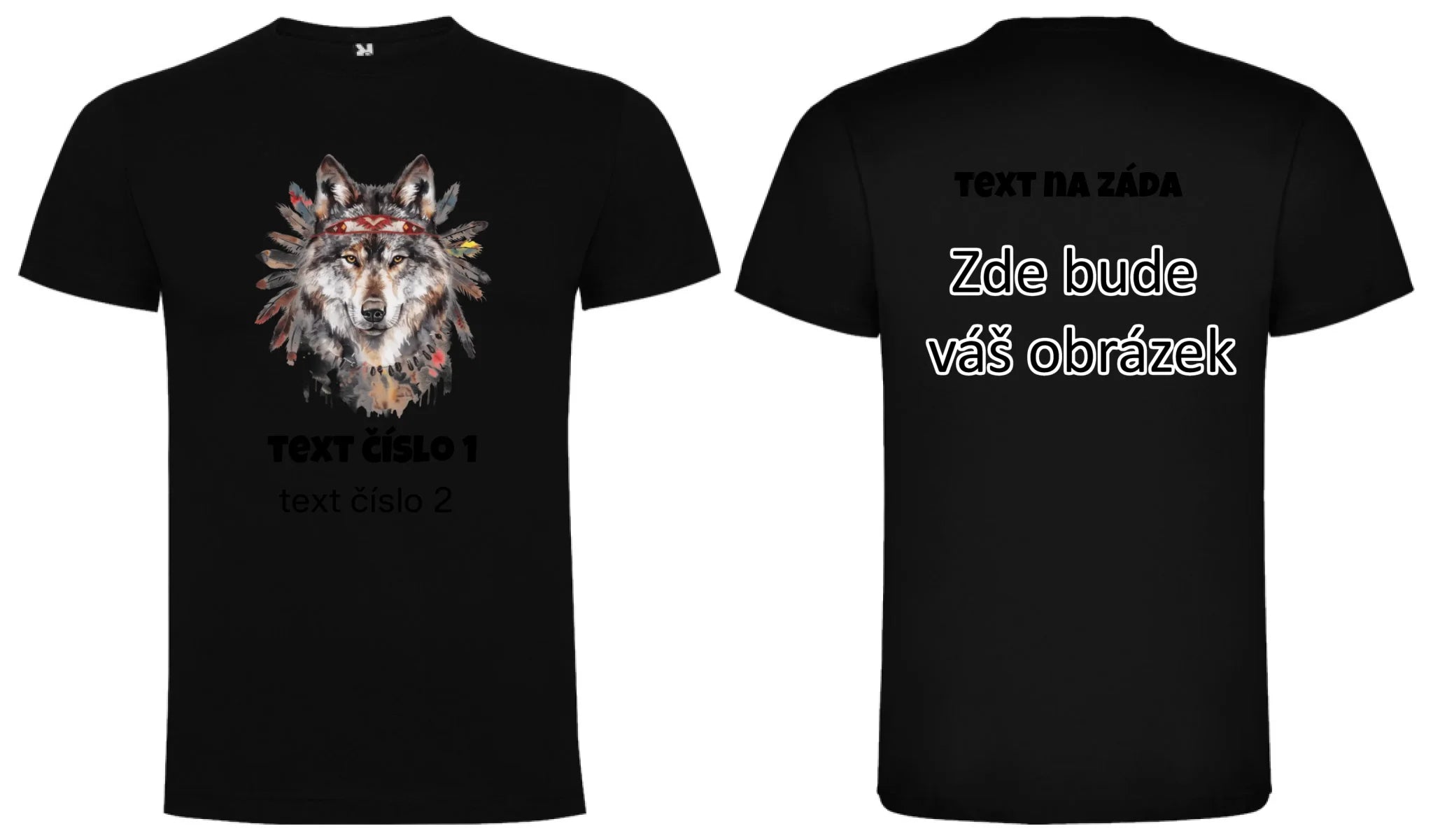 DIVOKÝ ZÁPAD VÝBĚR OBRÁZKU (10+motivů) a MOŽNOST DOPLNIT VLASTNÍ TEXTY pánské tričko oboustranný potisk pánské DOGO Černá