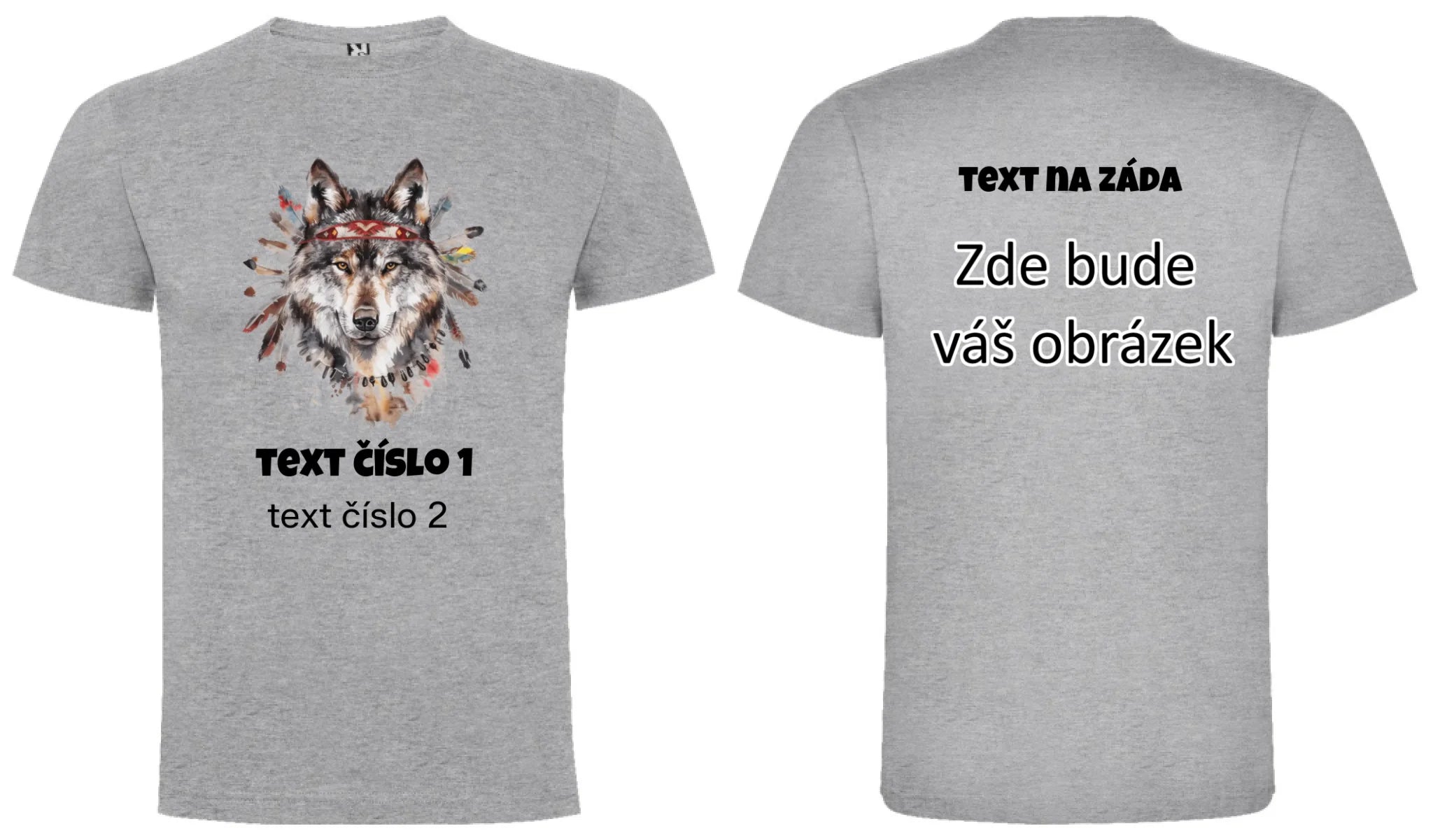 DIVOKÝ ZÁPAD VÝBĚR OBRÁZKU (10+motivů) a MOŽNOST DOPLNIT VLASTNÍ TEXTY pánské tričko oboustranný potisk pánské DOGO Melír