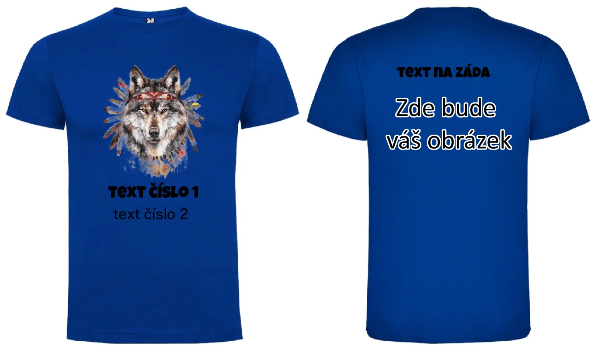 DIVOKÝ ZÁPAD VÝBĚR OBRÁZKU (10+motivů) a MOŽNOST DOPLNIT VLASTNÍ TEXTY pánské tričko oboustranný potisk pánské DOGO Modrá