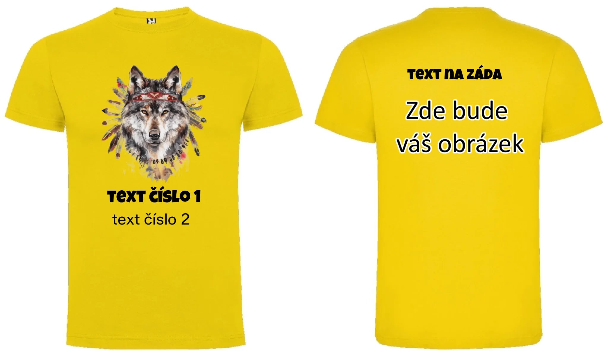 DIVOKÝ ZÁPAD VÝBĚR OBRÁZKU (10+motivů) a MOŽNOST DOPLNIT VLASTNÍ TEXTY pánské tričko oboustranný potisk pánské DOGO Žlutá