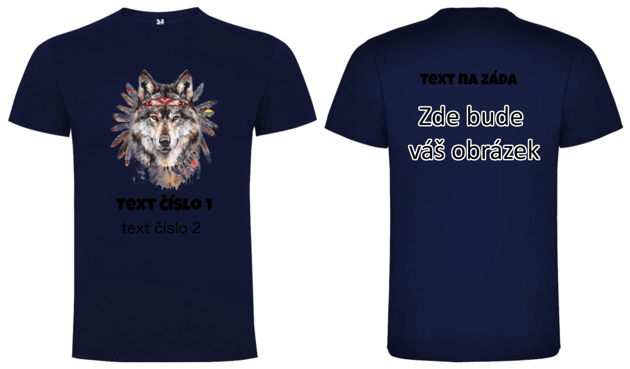 DIVOKÝ ZÁPAD VÝBĚR OBRÁZKU (10+motivů) a MOŽNOST DOPLNIT VLASTNÍ TEXTY pánské tričko oboustranný potisk pánské DOGO Námořnická modrá